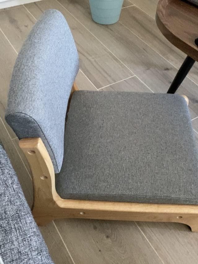 LiViWAY Damedai Japanese Floor Chair Tatami Zaisu Legless Chair Back Support Great for Reading Meditating Living Room Balcony (Grey with Fabric)