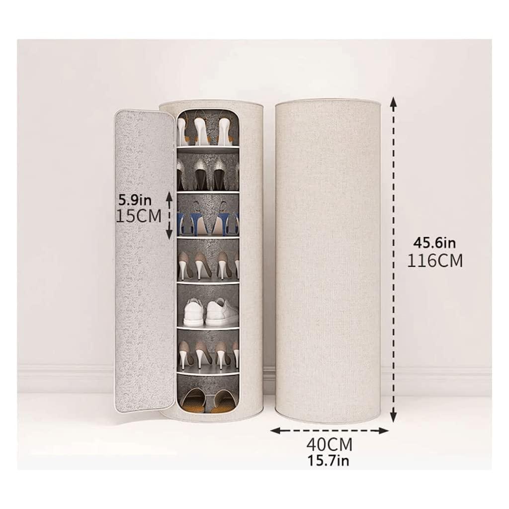 LIOONS 7-Tier Vertical Shoe Racks Creative Round with Door Shoe Shelf Shoe Organizer for Entryway, Living Room, Bedroom Shoe Tower