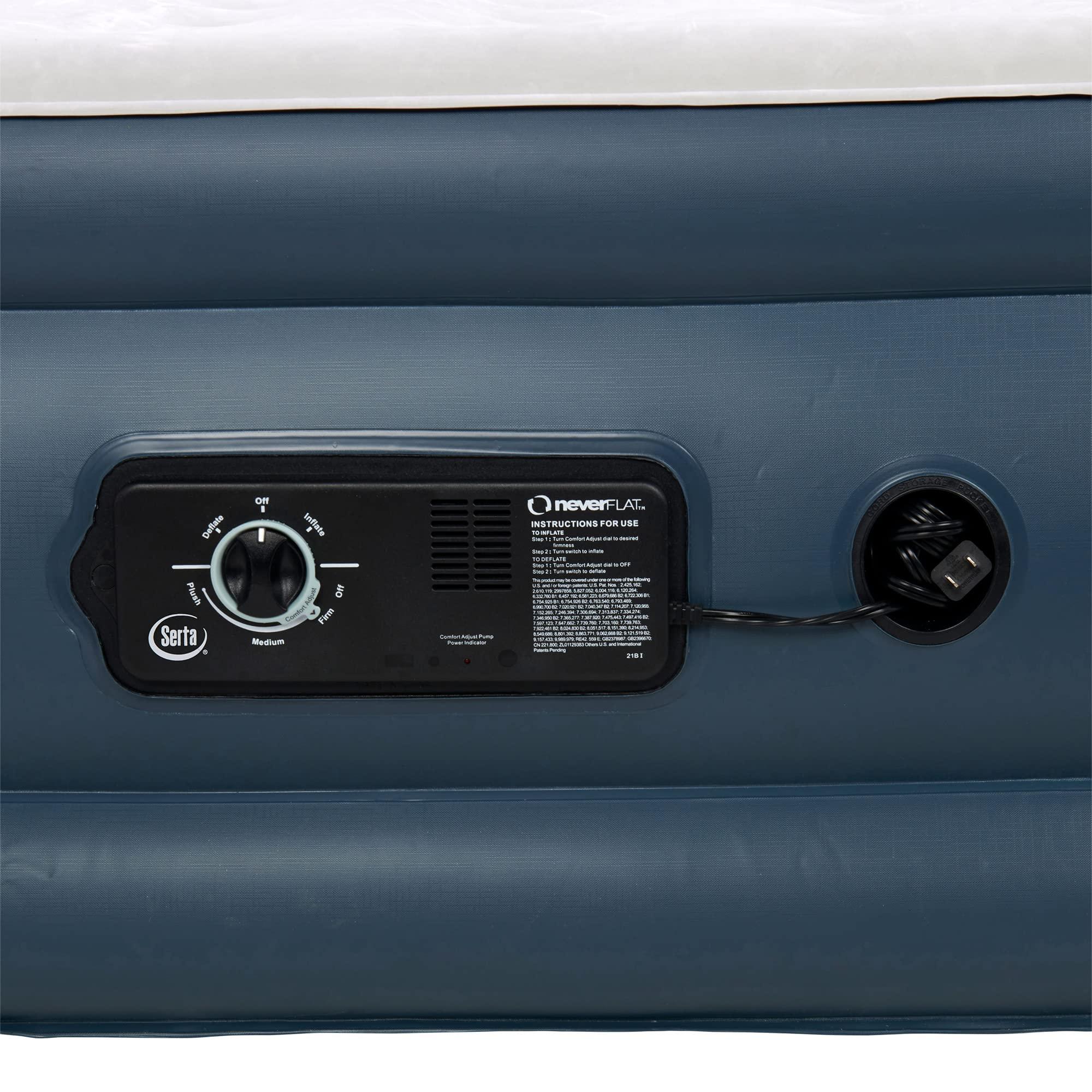 Serta Serta Raised Air Mattress with Never Flat Pump | Size: Queen 18\" | Luxury Inflatable Mattress with Built in Air Pump to Ensure a Good Nights Rest | Heavy Duty Blow Up Mattress with Self Inflating Pump