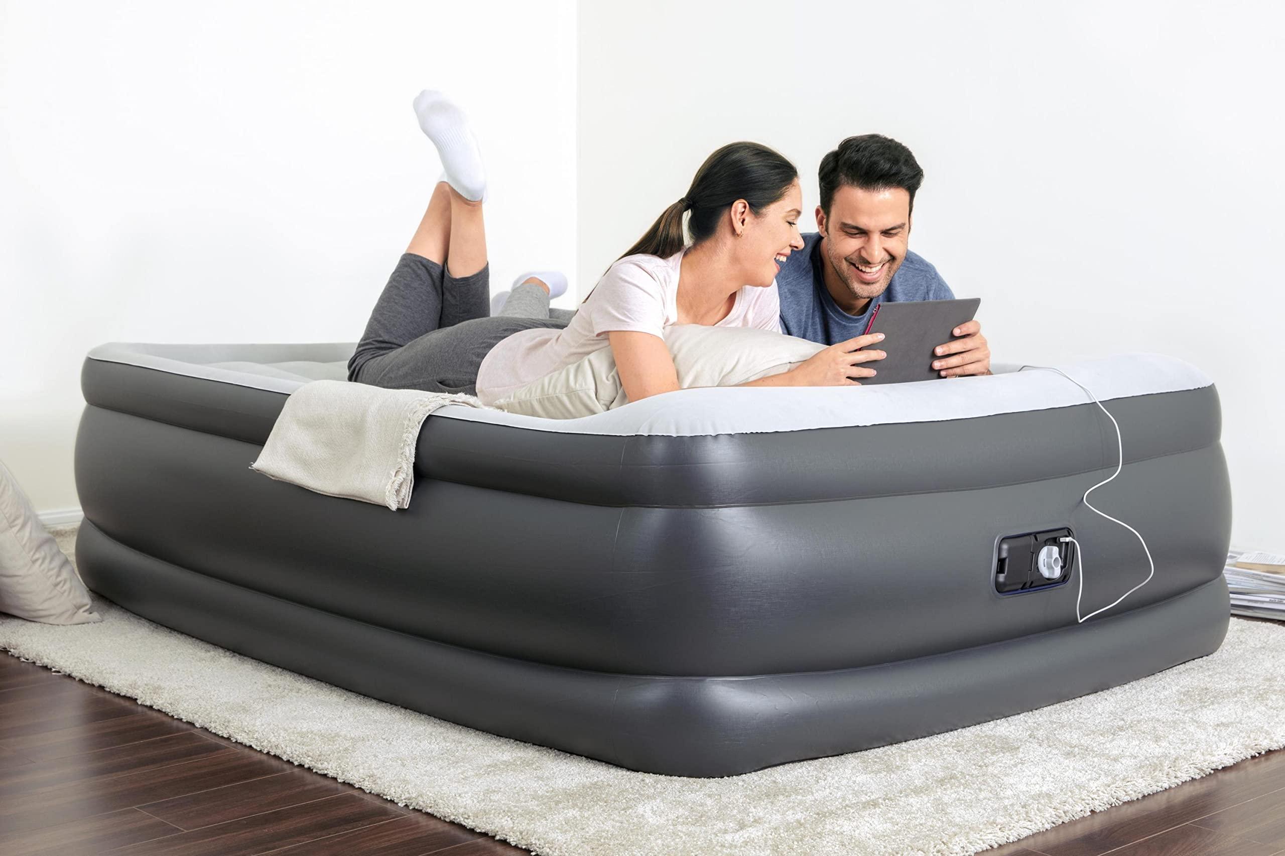 SLEEPLUX SLEEPLUX Durable Inflatable Air Mattress with Built-in Pump, Pillow and USB Charger, 22" Tall Queen
