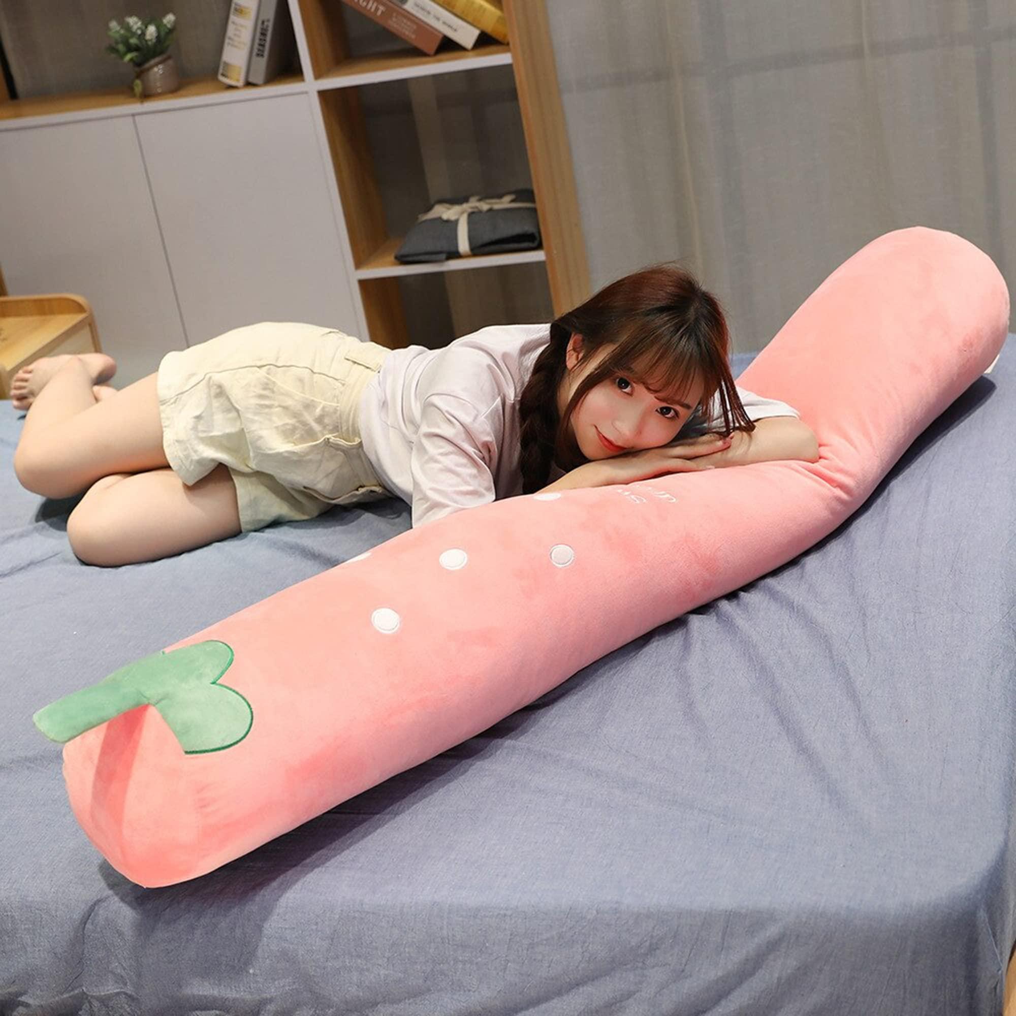 Your Gifts Here Long Body Pillow Giant Carrot Plush Body Pillow Extra Long Pillow Cute Gifts For Her Plush Pillow For Bed Kawaii Bedding Bed Pillows (XL - 51 inch (130cm), Carrot)