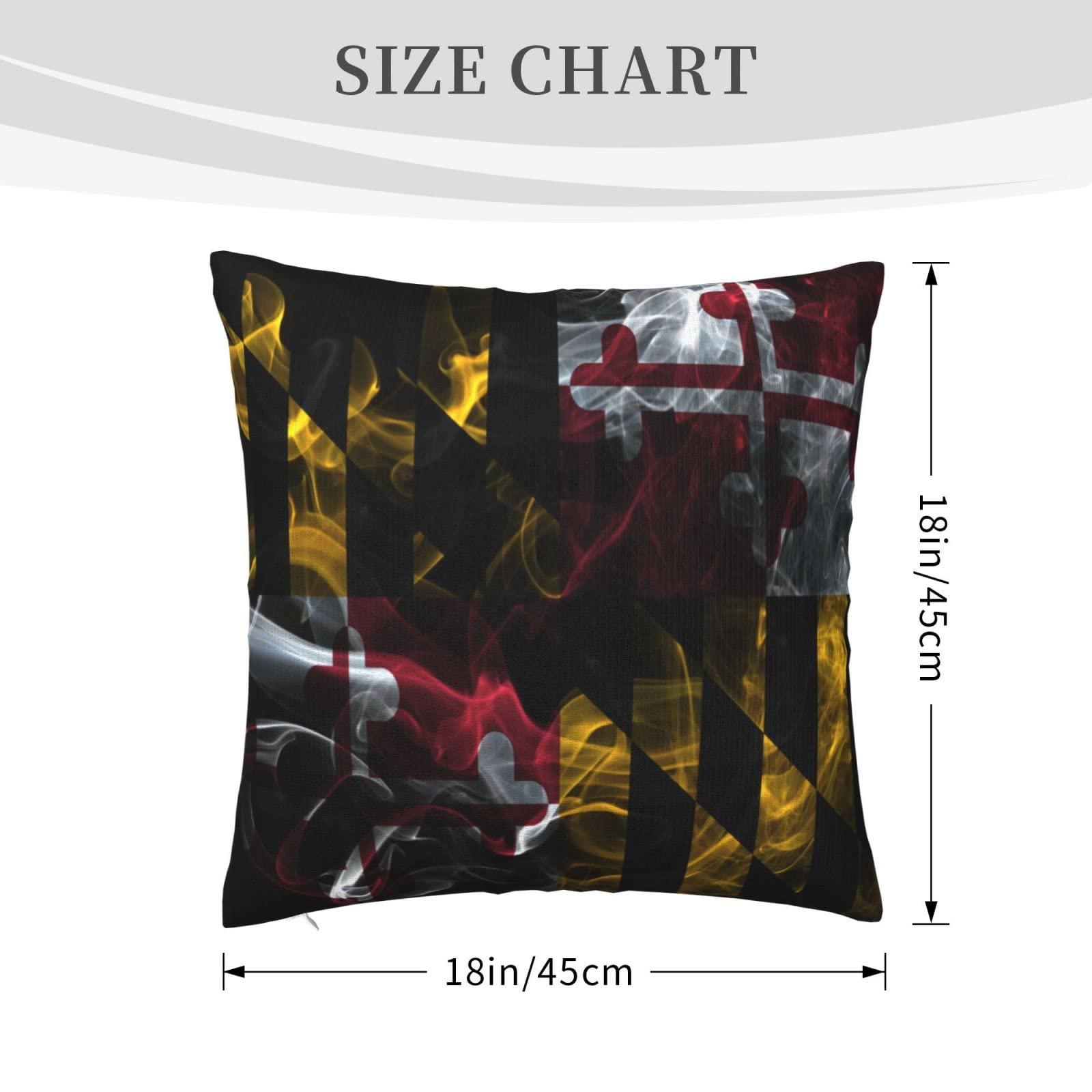 QIKLMMA QIKLMMA Smoke Flag of Maryland Throw Pillow Covers 18x18 Inch Double-Sided Cushion Cases Farmhouse Home Decor for Couch Bed Sofa
