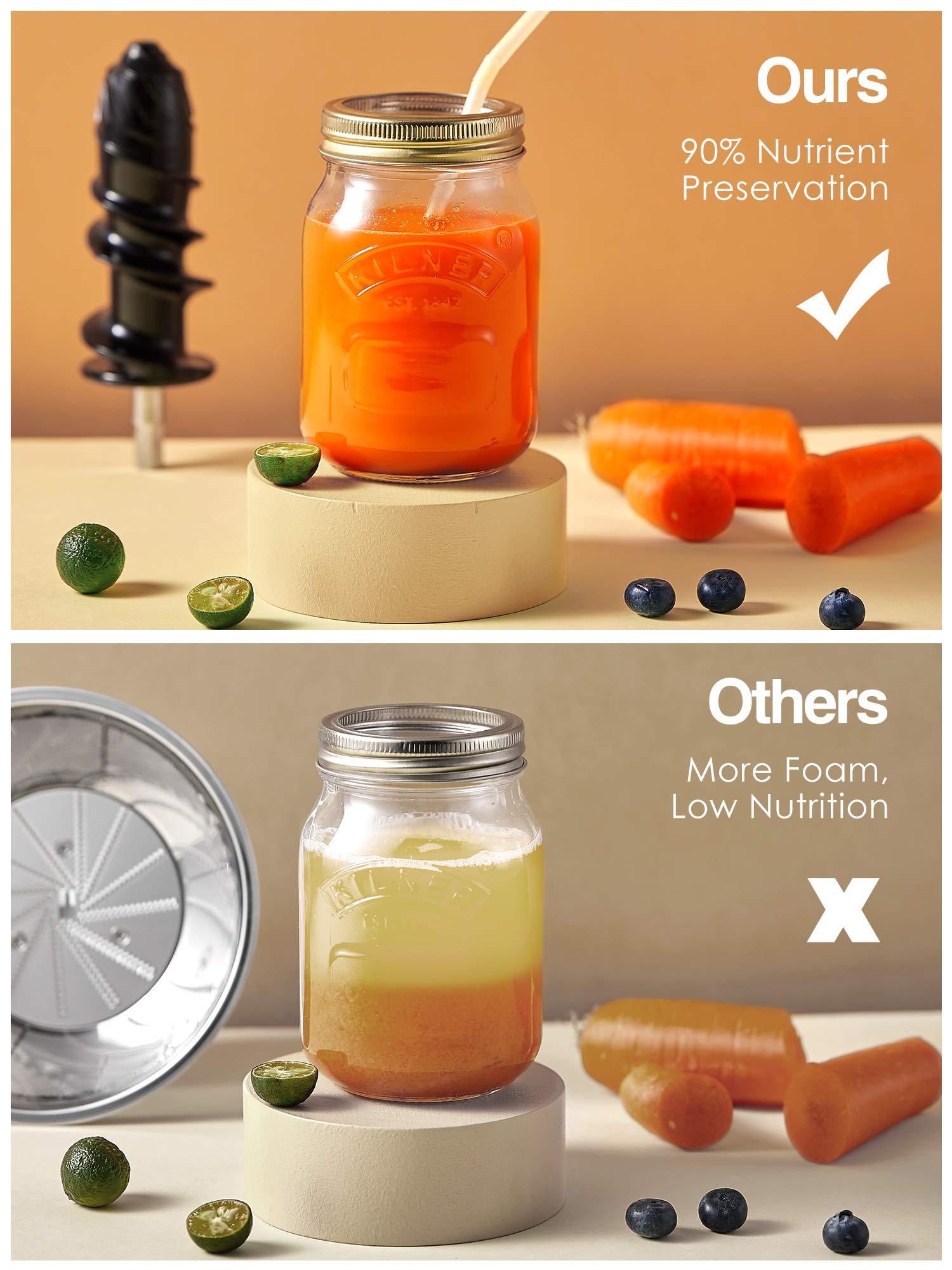 N\\A Juicer Machines, Slow Masticating Juicer Extractor with 3-Mode 2-Speed, Cold Press Juicer Easy to Clean, Quiet Motor & Reverse Function, Juice Recipes for Vegetables and Fruits, black