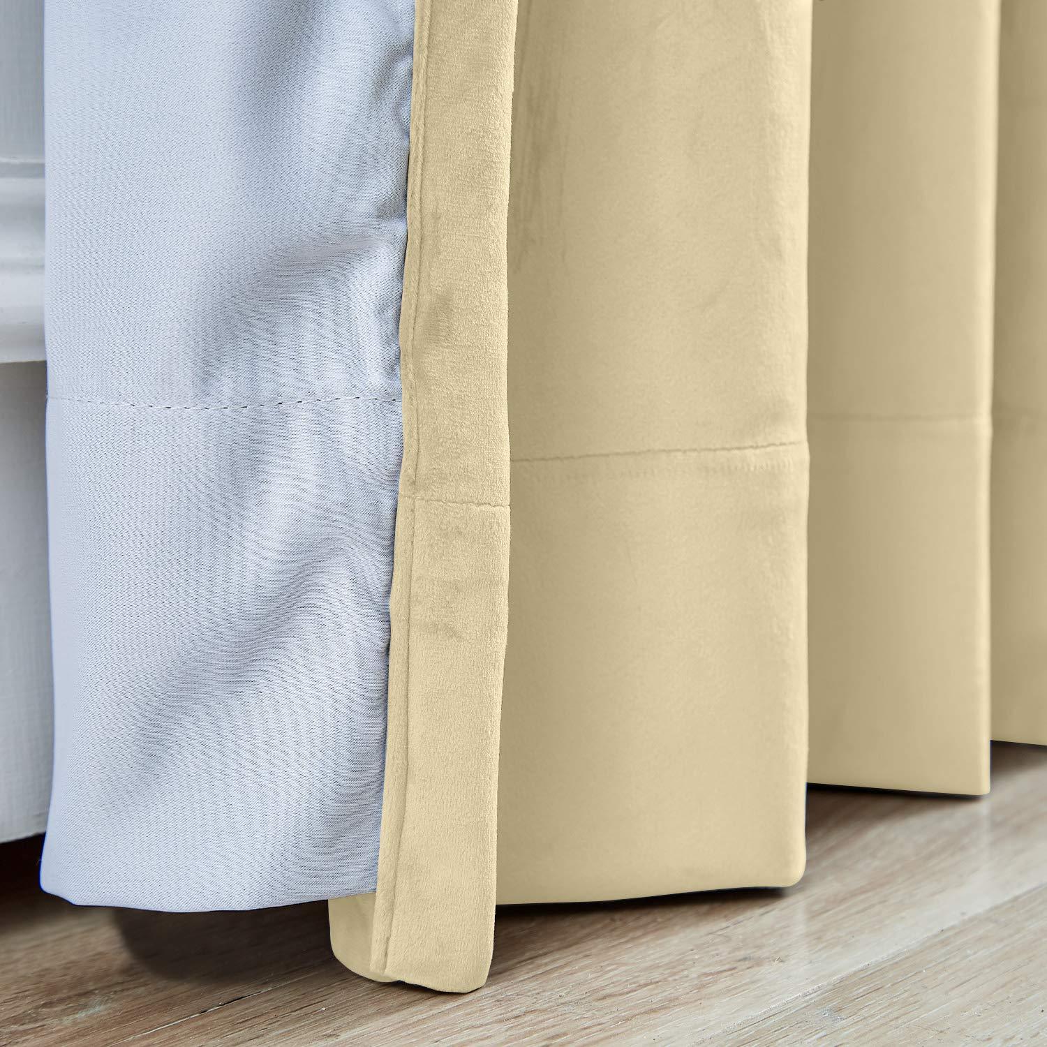 Macochico Macochico Thermal Velvet Blackout Curtains - Classic Velvet Woven Home Nickle Grommet Velvet Drapes for Bedroom Club Home Theater 84 x 84 Inch Cream (1 Panel)