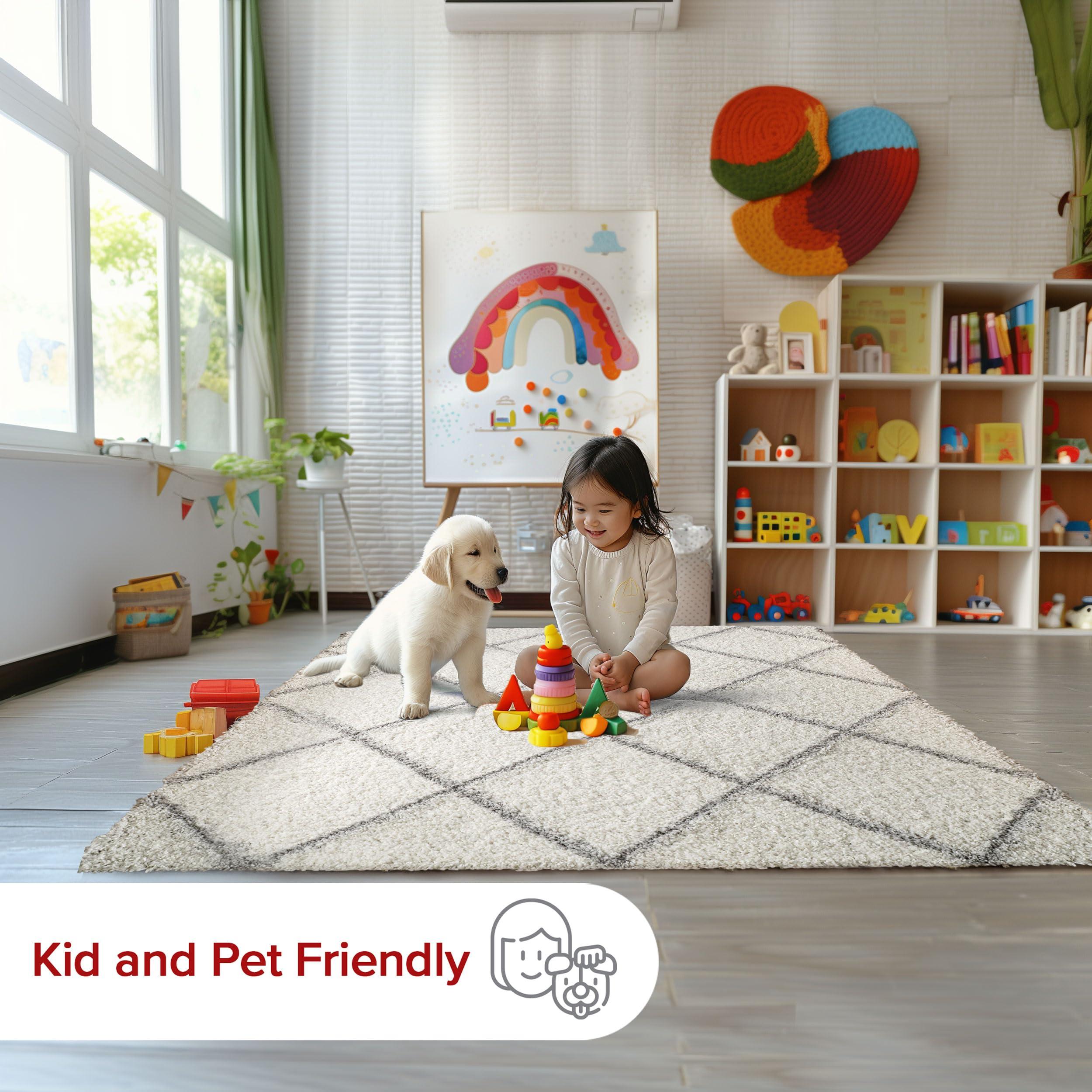 nuLOOM nuLOOM Tess Moroccan Shag Area Rug - 2x6 Runner Shag Rug Modern/Contemporary White/Grey Rugs for Living Room Bedroom Dining Room Nursery Entryway Hallway