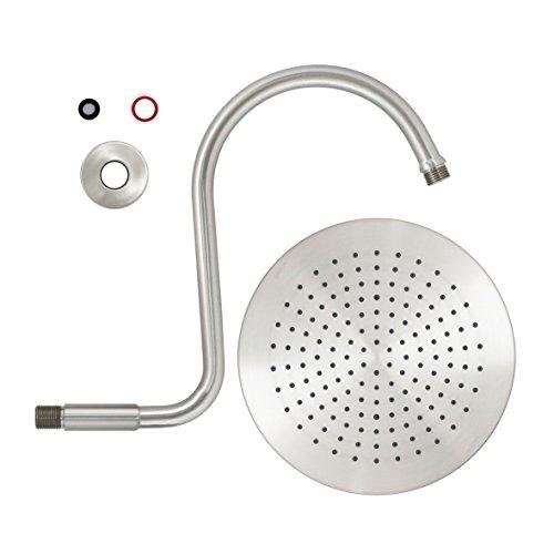 MODONA MODONA 10” Rain Shower Head and “S” Long Shower Arm with Flange – Satin Nickel - 5 Year Warrantee