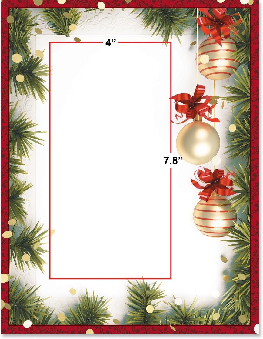 PaperDirect Paperdirect Ornament Trio Holiday Christmas Winter Theme Stationery, Border Paper, Letterhead 8.5 x 11, 100 sheets, Elegant Premium Writing Paper, Decorative Printer Paper