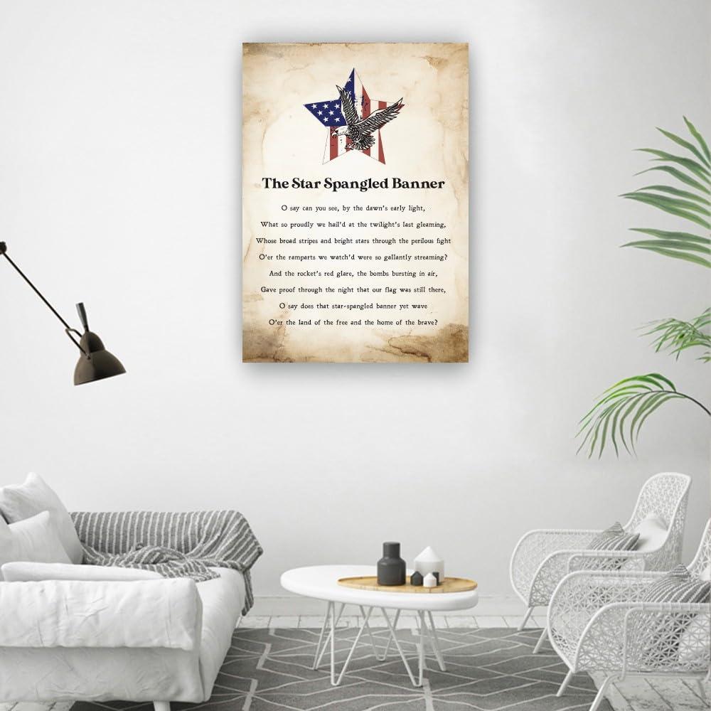 Quwinty Quwinty Star Spangled Banner Posters American National Anthem Prints Posters Wall Art Room Decorative Painting Canvas Set Modern Bedroom (12.00\'\'x18.00\'\',Unframed)