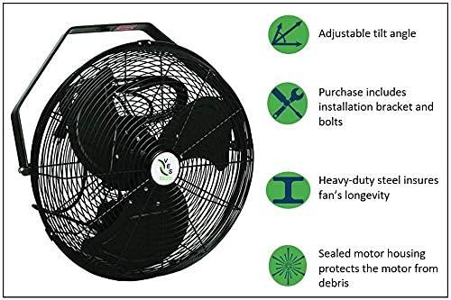VES VES Moisture Resistant Outdoor Wall / Ceiling Mount Shop Fan/Industrial Basket Fan for Cooling and Ventilation (18 inch, Black)