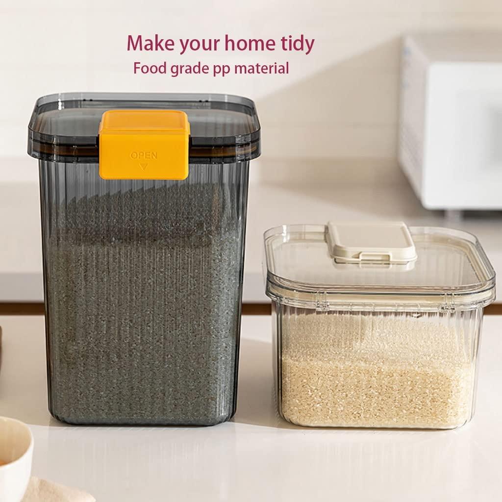 Rice container Rice Dispenser Bulk Dry Food Storage Containers, Plastic Rice Bucket with Measuring Cup Rice Storage Box Large Sealed Grain Dispenser (Color : Blue, Size : L/25.8 * 24.2 * 32.2cm)