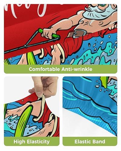 Boanket Red Santa Christmas Bar Stool Covers Set of 4 - Stretch Dining Chair Cover, Xmas Coastal Merry Christmas Kitchen Chair Slipcover Removable Counter Stool Cover for Island Chair, Pub Chair, Cafe