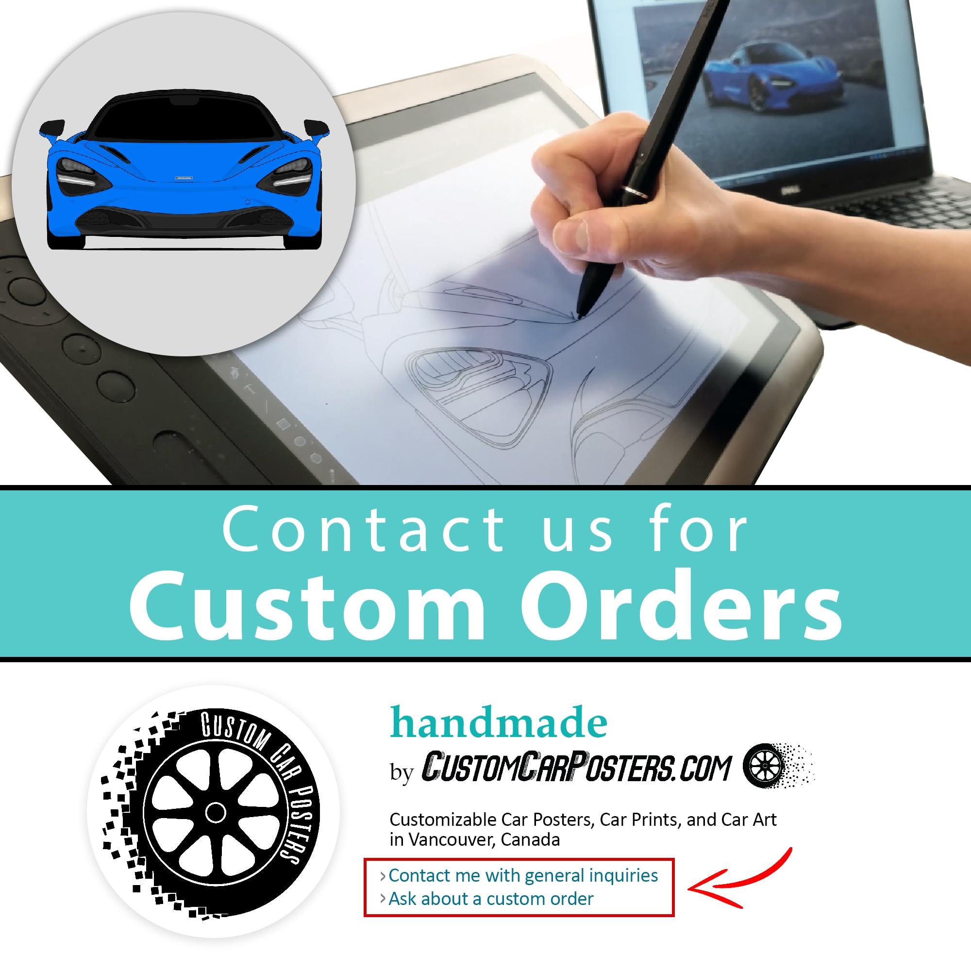 Custom Car Posters Custom Car Posters History of Chevy Corvette Generations and Handmade Print of Chevrolet Corvette (C1 C2 C3 C4 C5 C6 C7 C8) - Multi, 8x10\" Satin Print (Unframed)- Gift Car Enthusiast