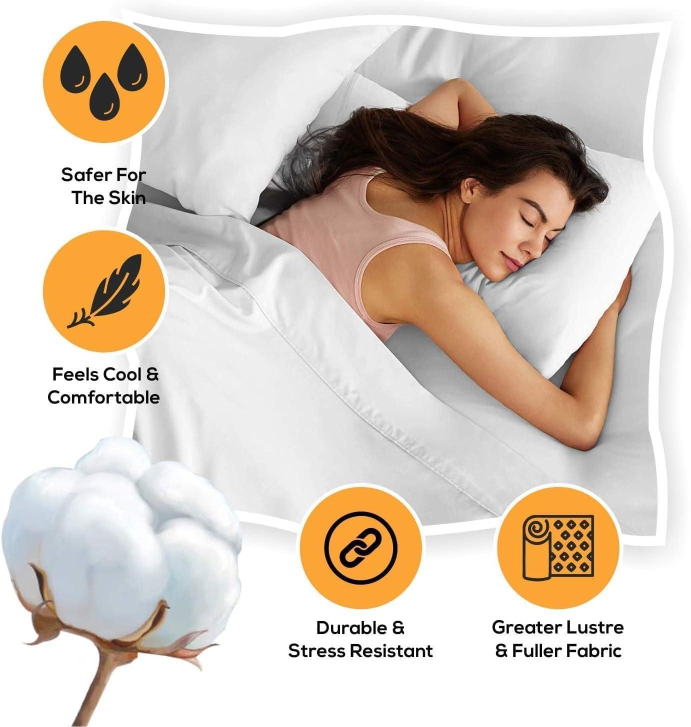 Ossam Linen Ossam Linen Genuine 1500-Thread-Count Heavy Rich Egyptian Cotton 4-PCs Sheet Set California King Size Fits 10-12 Inches Deep Pocket (Stripe, Beige)