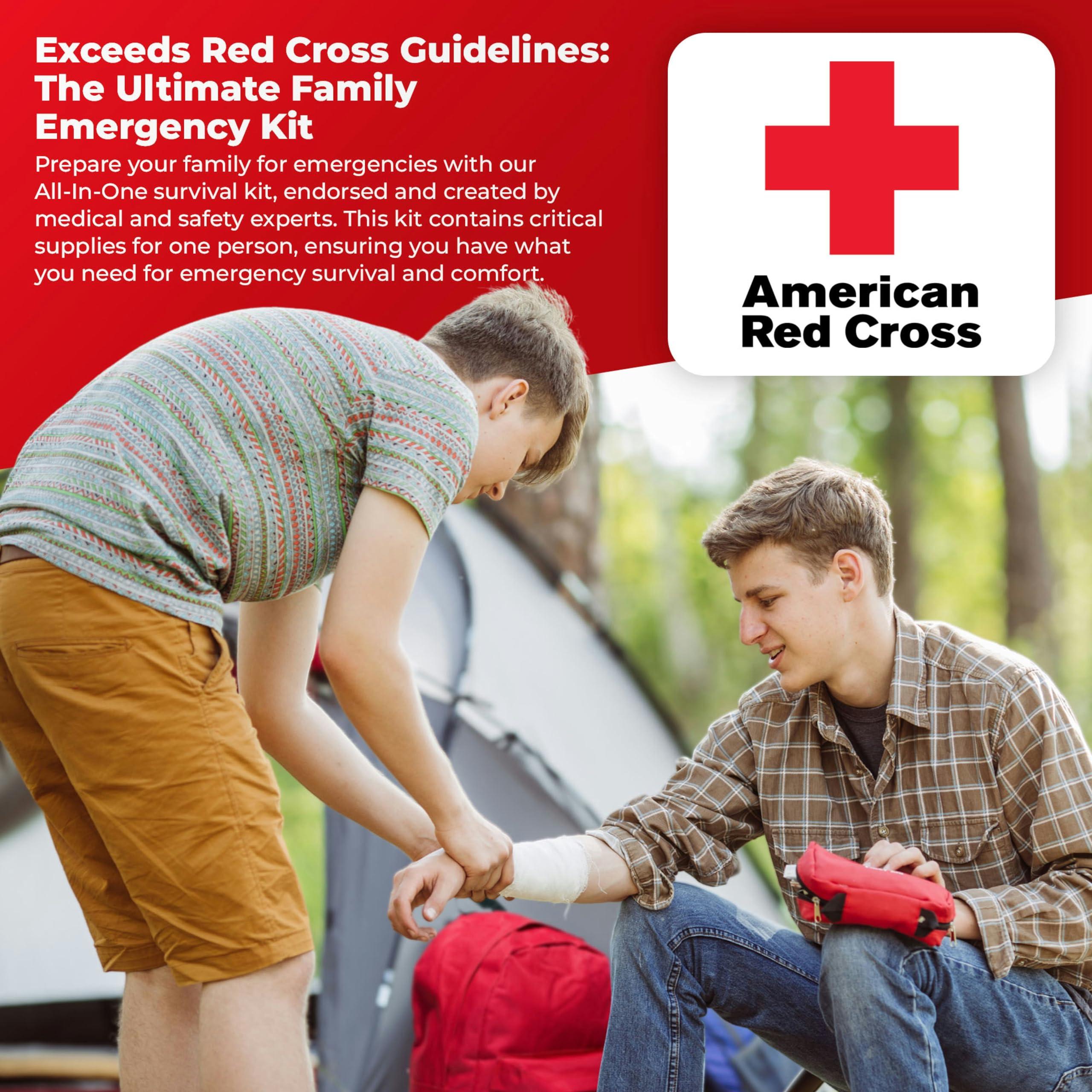 FIRST MY FAMILY A DISASTER PREPAREDNESSCOMPANY First My Family All-in-One Premium 1-Person Emergency Survival Kit | Hurricane & Earthquake Preparedness Supplies | Disaster Backpack with 72-Hour Survival Gear, First Aid, and More