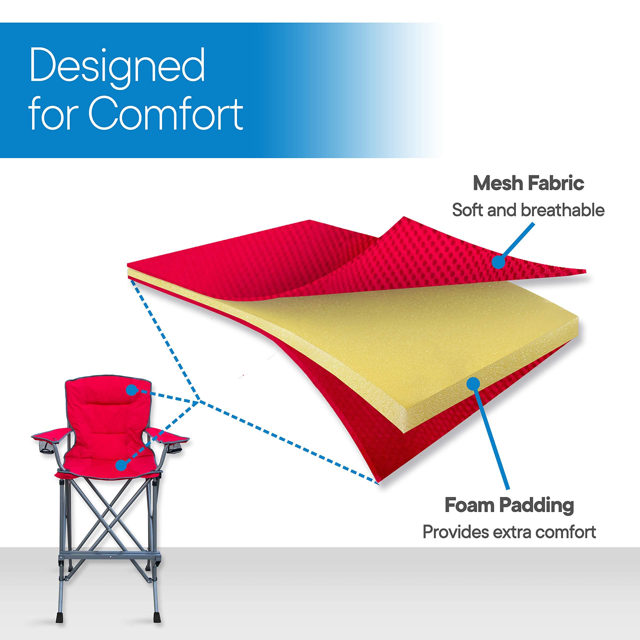 RMS RMS Extra Tall Folding Chair - 31\" Seat Height Director Chair for Camping, Home Patio and Sports - Portable and Collapsible with Footrest and Carrying Bag - Up to 300 lbs Weight Capacity (Red)