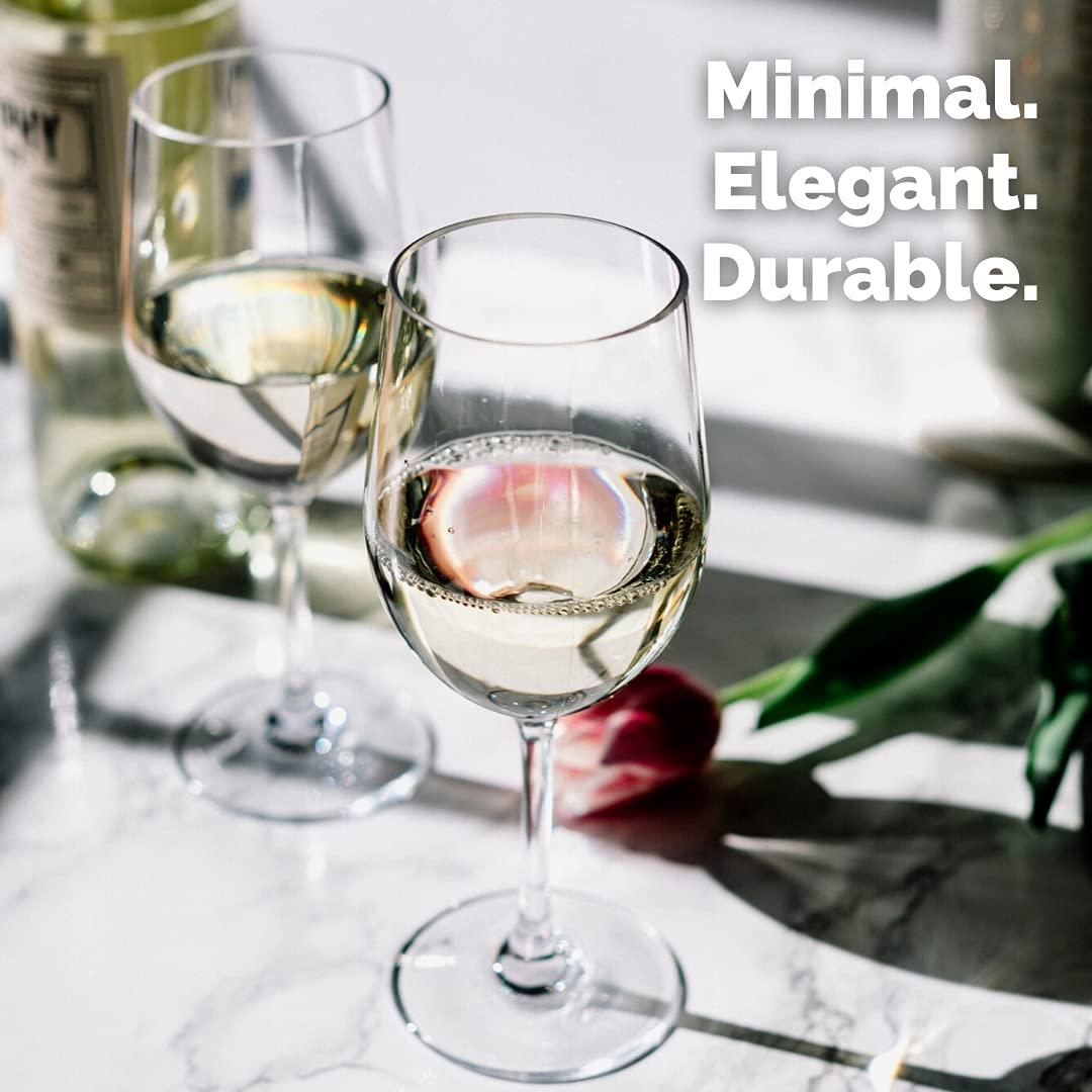 TaZa Outdoor Plastic Wine Glasses With Stem (12oz) | Unbreakable Tritan Stemware by TaZa | For Travel, Pool, Camping, Beach, Picnic, Everyday Use | Dishwasher Safe | Set of 4