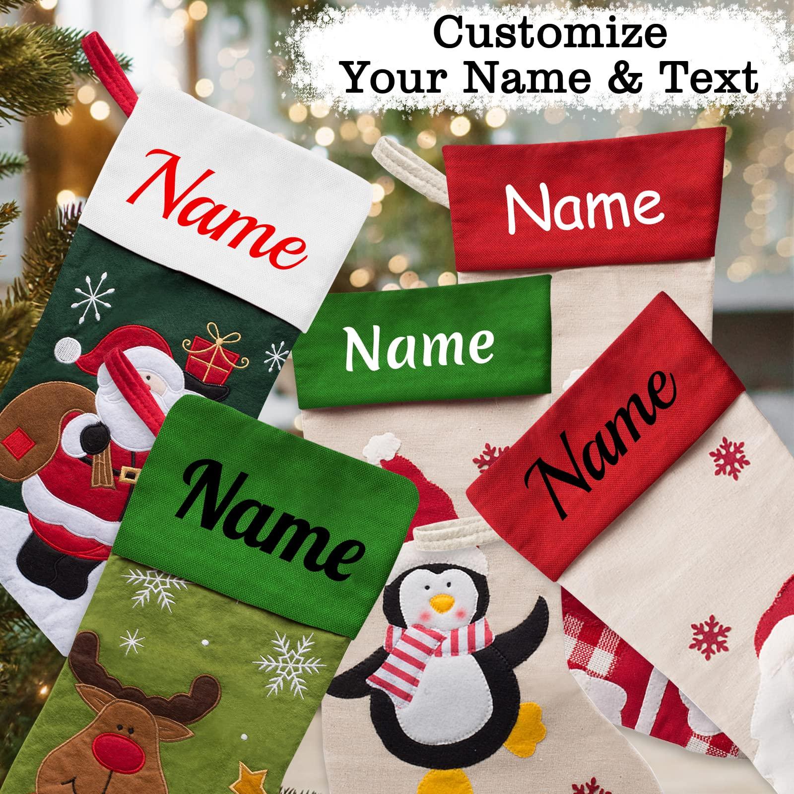 Westpearl Westpearl Christmas Stockings Personalized Set of 4 Custom Christmas Stockings Customized Xmas Stocking with Name Family Ornament for Xmas Holiday Decoration-White Mixed 4567
