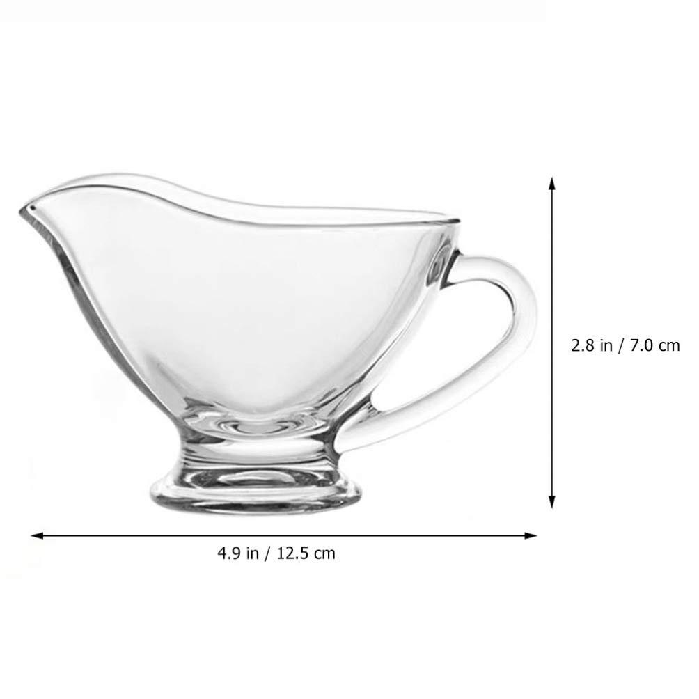 UUNVTOSU UUNVTOSU Coffee Creamer 2pcs Glass Gravy Sauce Boat with Handle 220ml Clear Crystal Seasoning Cup Honey Jam Jar Salad Dressing Server Pourer Condiment Dispenser Serving Utensils Coffee Syrup Jars