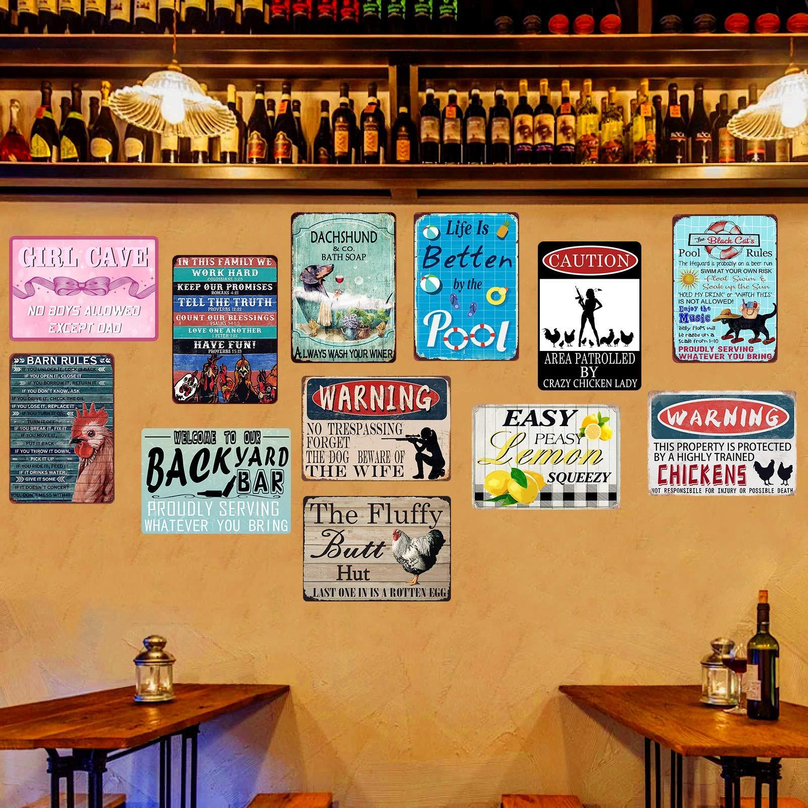 TammieLove Crossing Caution Sign Tresspassers Will Be Eaten Dog Paw Prints Funny Metal Sign Crossing Traffic Novelty Square Sign 12x12 inch