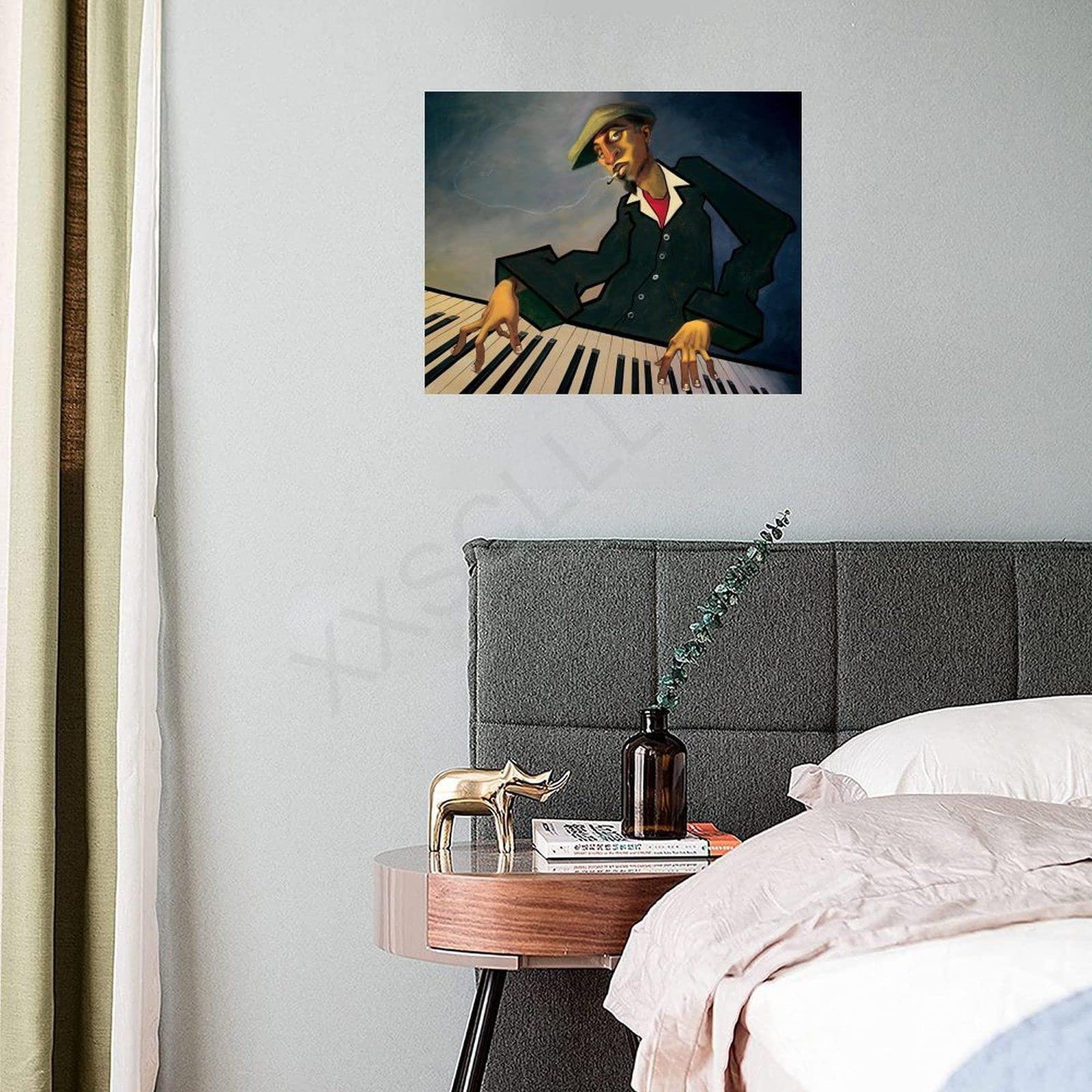 UMATR UMATR Artist Justin Bua Piano Man II Aesthetic Art Poster Canvas Painting Wall Art Poster for Bedroom Living Room Decor 10x8inch(25x20cm) Unframe-Style