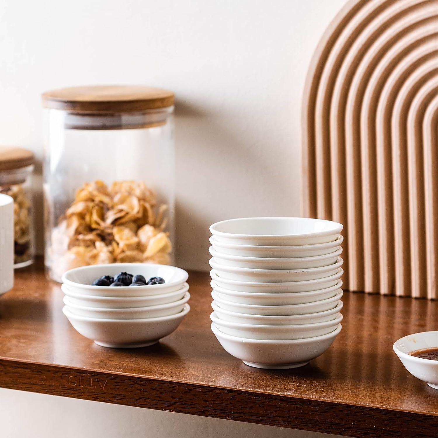 UIBFCWN UIBFCWN 6 Pack Soy Sauce Dish 3inch Ceramic Dipping Bowls Bulk, 1.2 Oz White Dipping Sauce Bowls/Dishes, Small Dipping Sauce Cups for Sushi Ketchup Olive Oil Appetizer