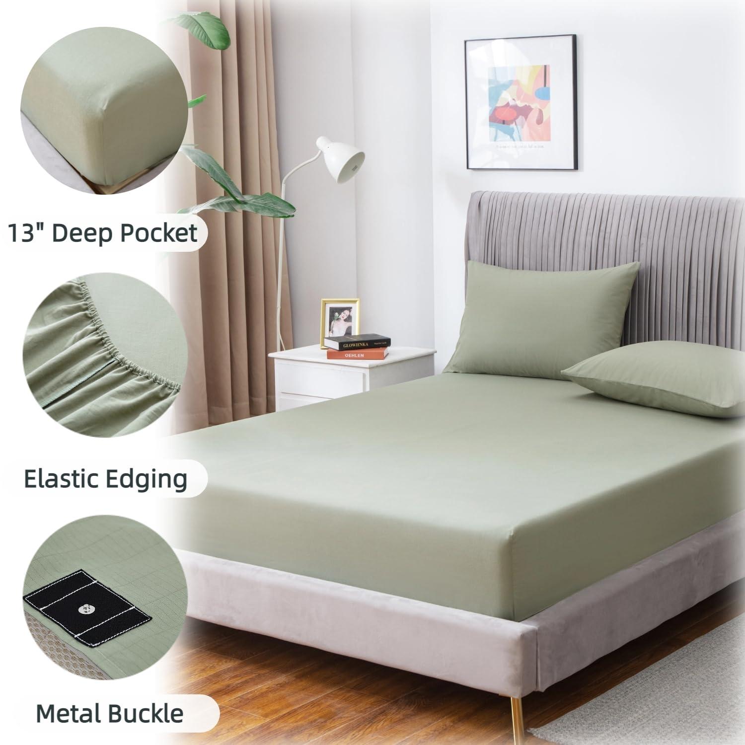 JIUMIWA Grounding Sheets for Earthing King Size Grounding Fitted Bed Sheets with 15 ft Grounidng Cord