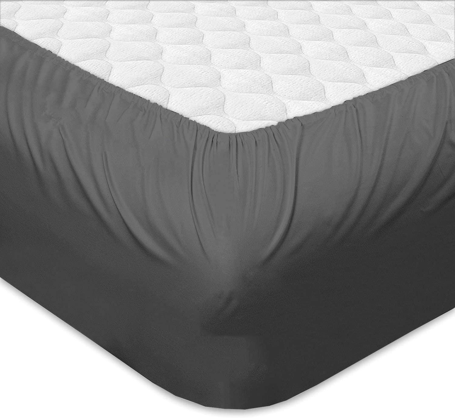 NON Sticky cotton Split Top King Fitted Sheet Only for Adjustable Bed, Partial Split King Sheets for Adjustable Bed, Top Split King Fitted Sheet Fit Upto 16\" Deep Mattress - King 34\" Top Split, Dark Grey
