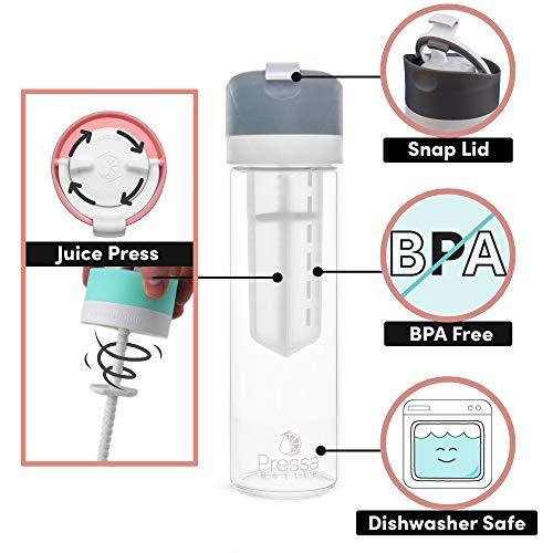 Pressa Bottle Pressa Bottle Squeeze System Fruit Infused Water Bottle Infuser BPA Free 24 OZ Recipe eBook