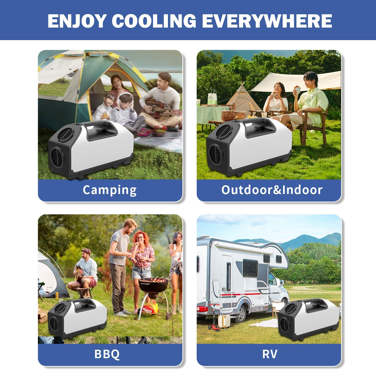 Aspligo Aspligo DC 24v Tent Air Conditioner 3000BTU Portable Air conditioner Cooling AC Unit for Outdoor Camping Tent Van RV Camper Motorhome Truck Trailer SUV Car New energy