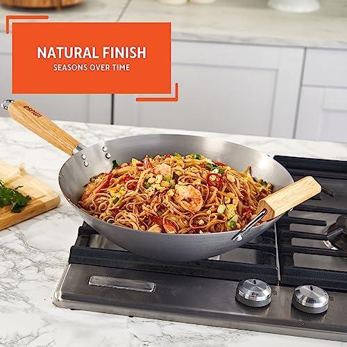 Imusa IMUSA 14in Carbon Steel Wok with Wood Handles