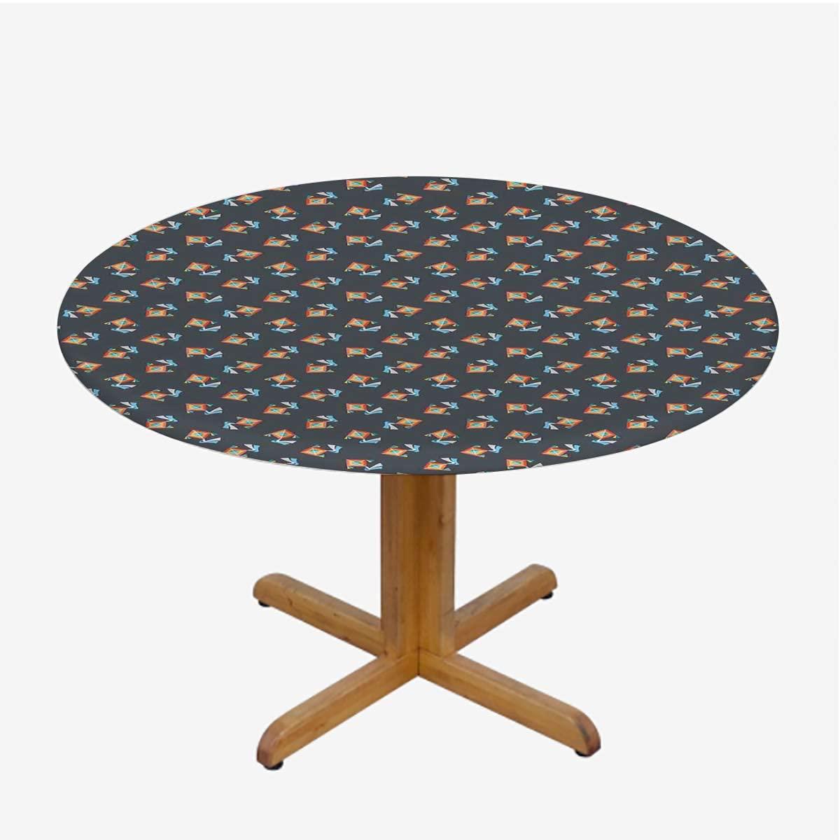 NJZOXR NJZOXR Tablecloth Toppers for Round Tables Waterproof Oil Proof Table Cloth Wipe Clean Table Cover for Indoor and Outdoor Bullseye Rhombuses Nursery Fits up 45\"-50\" Diameter Tables