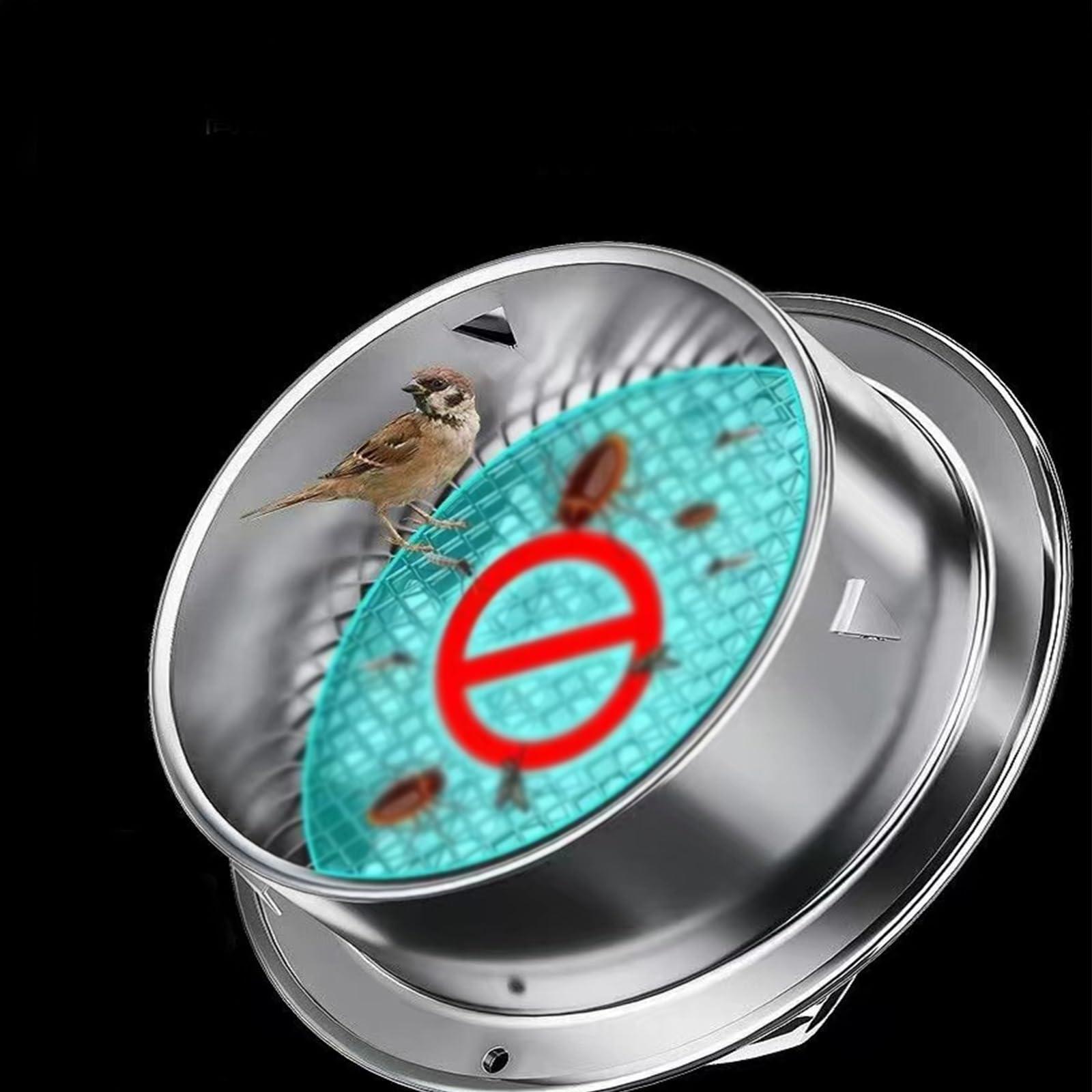 HUFIREHU Air Vent 100mm, Bull-Nose External Vent Stainless Steel Ventilation Cover Round Ventilation Extractor Outlet with Screen Mesh Stainless Steel Chimney Cap Chimney Caps for Outside(200mm)