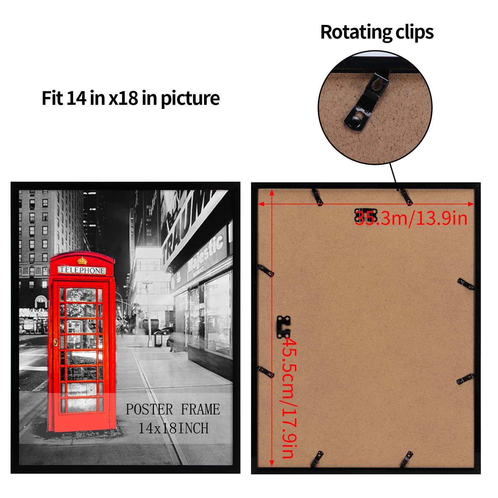 Lavezee Lavezee 14x18 Poster Frame Black Display 14 x 18 Inch Photo Picture Frame for Gallery Wall, 1 Pack