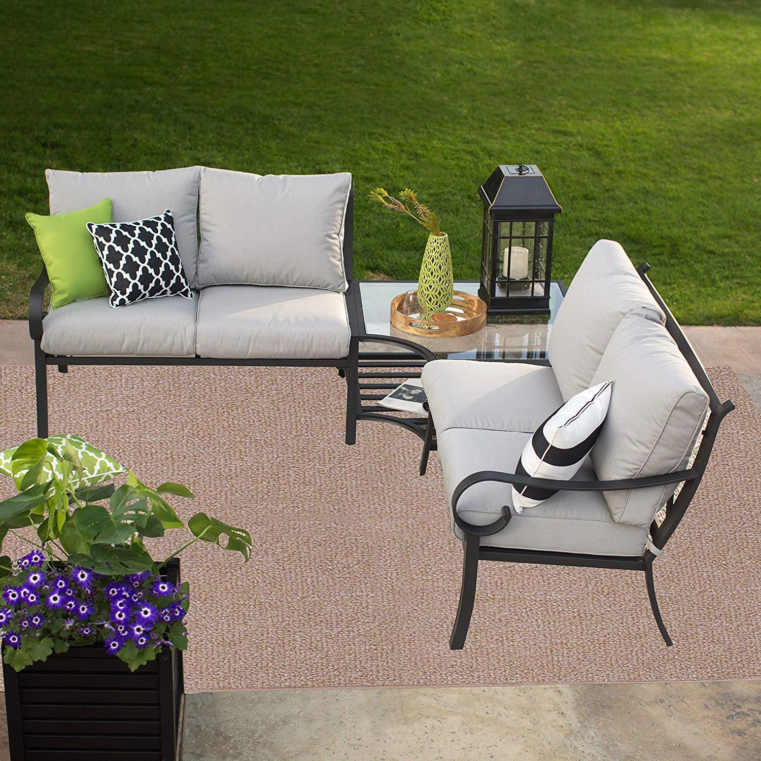 Ambiant Ambiant Saturn Collection Pet Friendly Indoor Outdoor Area Rugs Beige - 7' x 9' Rectangle, Stain & Fade Resistant, Easy Care, Pet & Kids Friendly, Made in USA, Perfect for Weddings & Everyday Use!