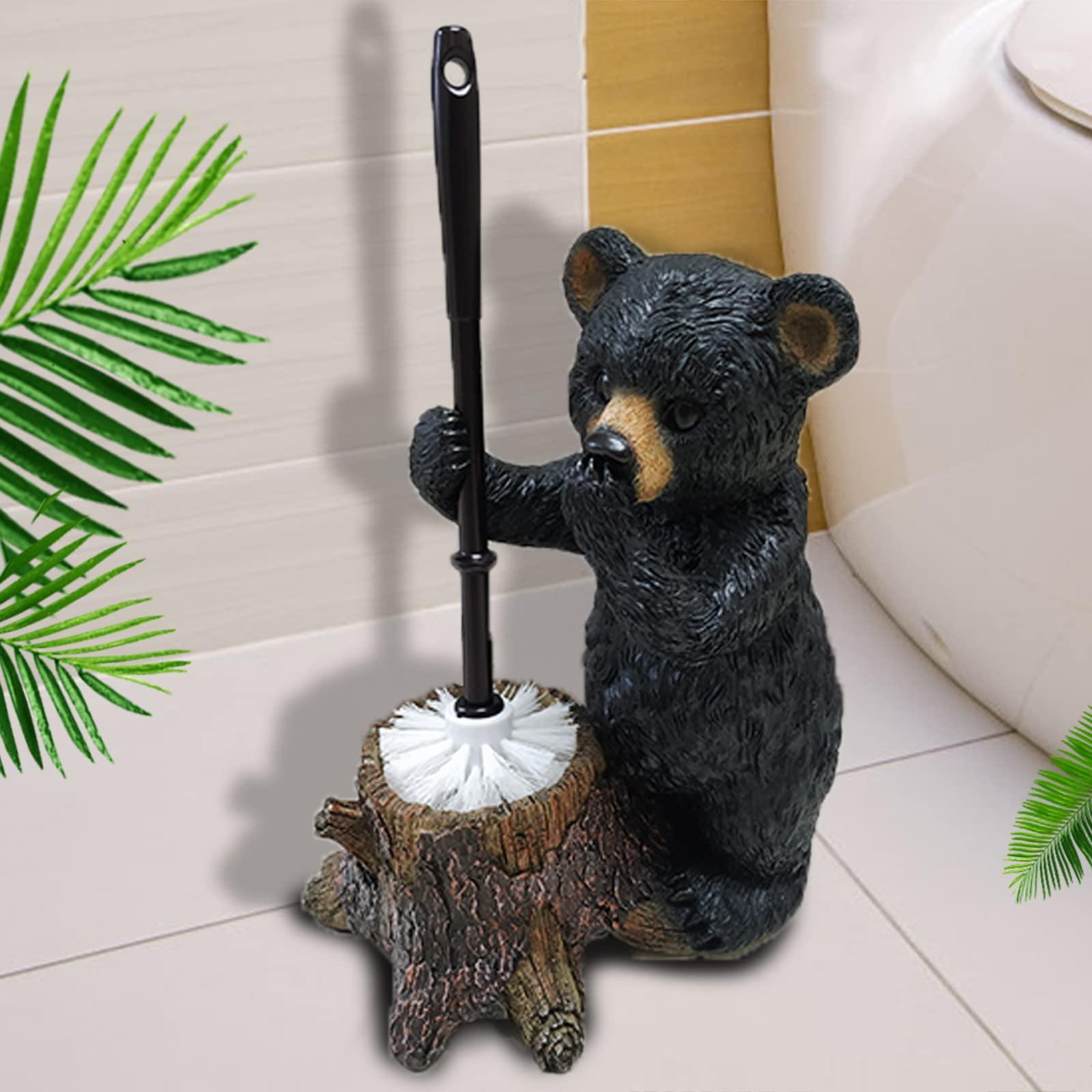 ZQQLITE Toilet Brush Holder Set for Bathroom Super Cute Bear Base Solidly Toilet Bowl Brush and Holder Flexible and Durable Style Stylish Toilet Cleaner Brush Saving Storage Space Toilet Brushes for Bathroom