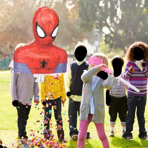 Unique Spiderman 3D Pull String Pinata - 17\" x 14\" (1 Pc.) - Easy to Set-Up Birthday Decorations & Party Supplies - Perfect Fun Party Game for Birthdays, Themed Parties, Baby Showers & More