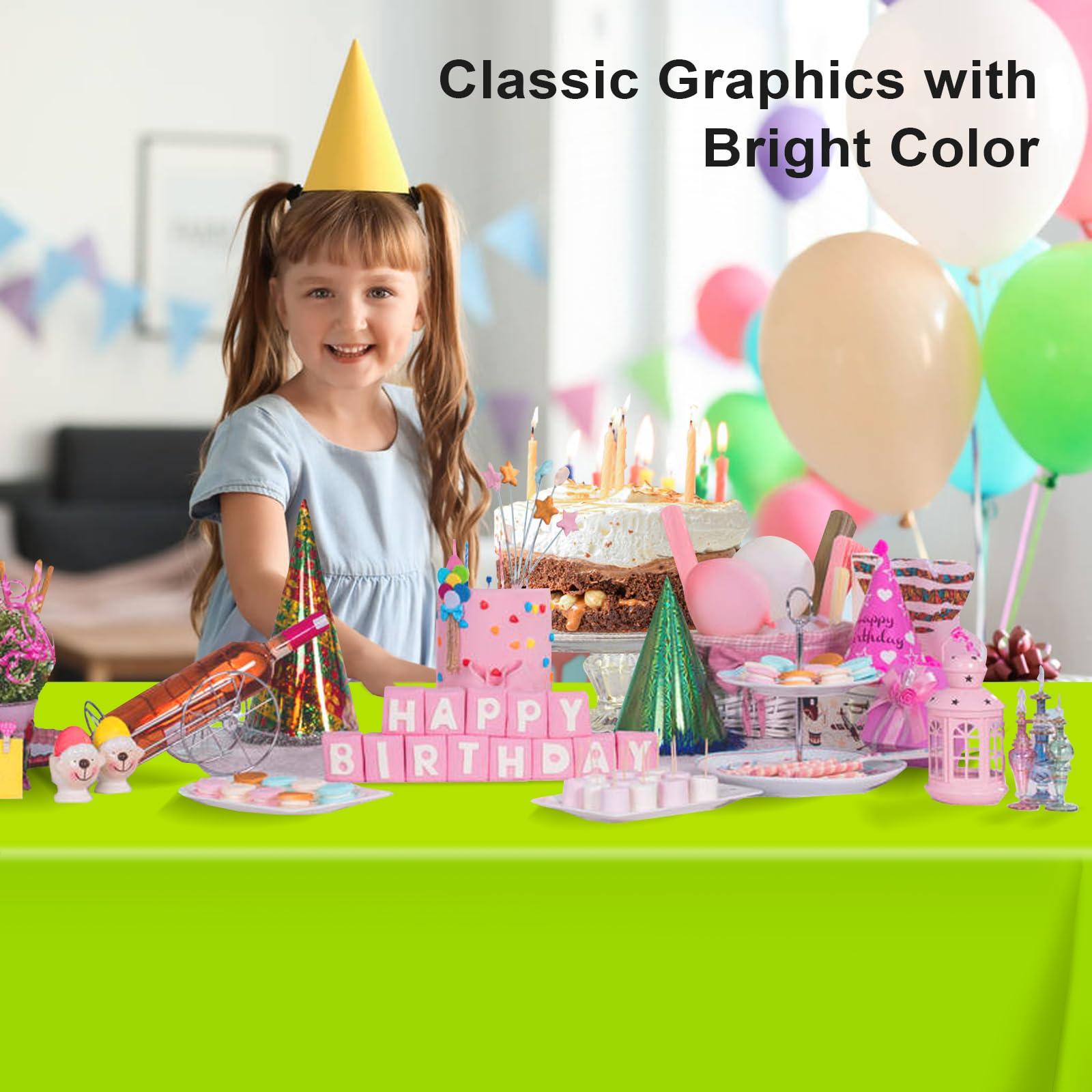 LIKAJON LIKAJON 3 Pack Lime Green Tablecloth, Rectangular Plastic Table Cloths for Parties Disposable, 54x108 in Waterproof Tablecloth for Birthday Party Baby Shower Picnic Valentines