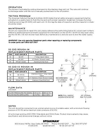 Speakman Speakman SE-220-SS Lifesaver Vertical Supply Emergency Shower, Stainless Steel