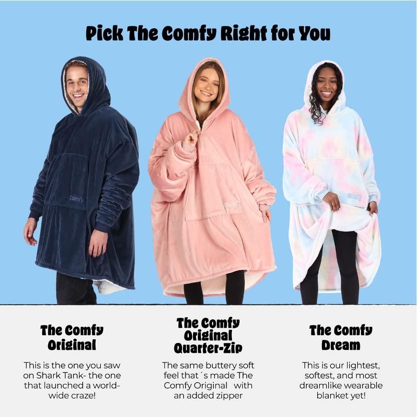 THE COMFY THE COMFY Dream | Lightweight Microfiber Fleece Wearable Blanket, Oversized Design with Hood from Shark Tank, Soft Oversized Pocket Blanket, Warm and Cozy Gifts