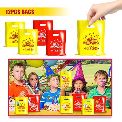 BUYWUMORE BUYWUMORE 98 PCS Circus Party Favors, Clown Keychains Goodie Bags with Stickers, Rubber Bracelets, Button pins and Bags for Circus Carnival Theme Party Supplies Baby Shower (Circus)