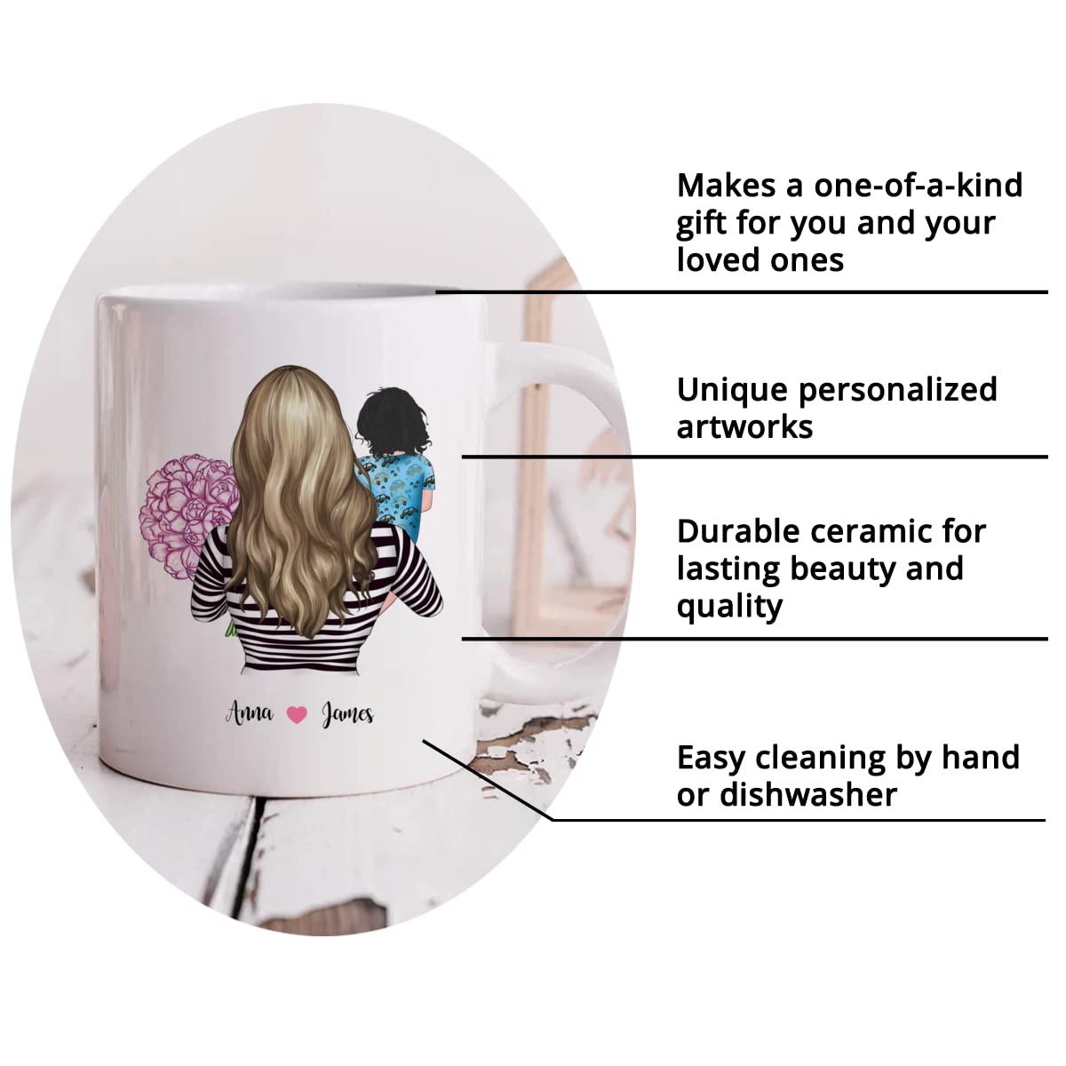 Gossby Gossby Personalized Custom Mug (Mom and Small Boy) Best Mom Ever Mothers Day Mug for Mom from Daughter Son, Personalized Mom Mug, Custom Mothers Day, Gifts Mug from Daughter Christmas Birthday, Gifts