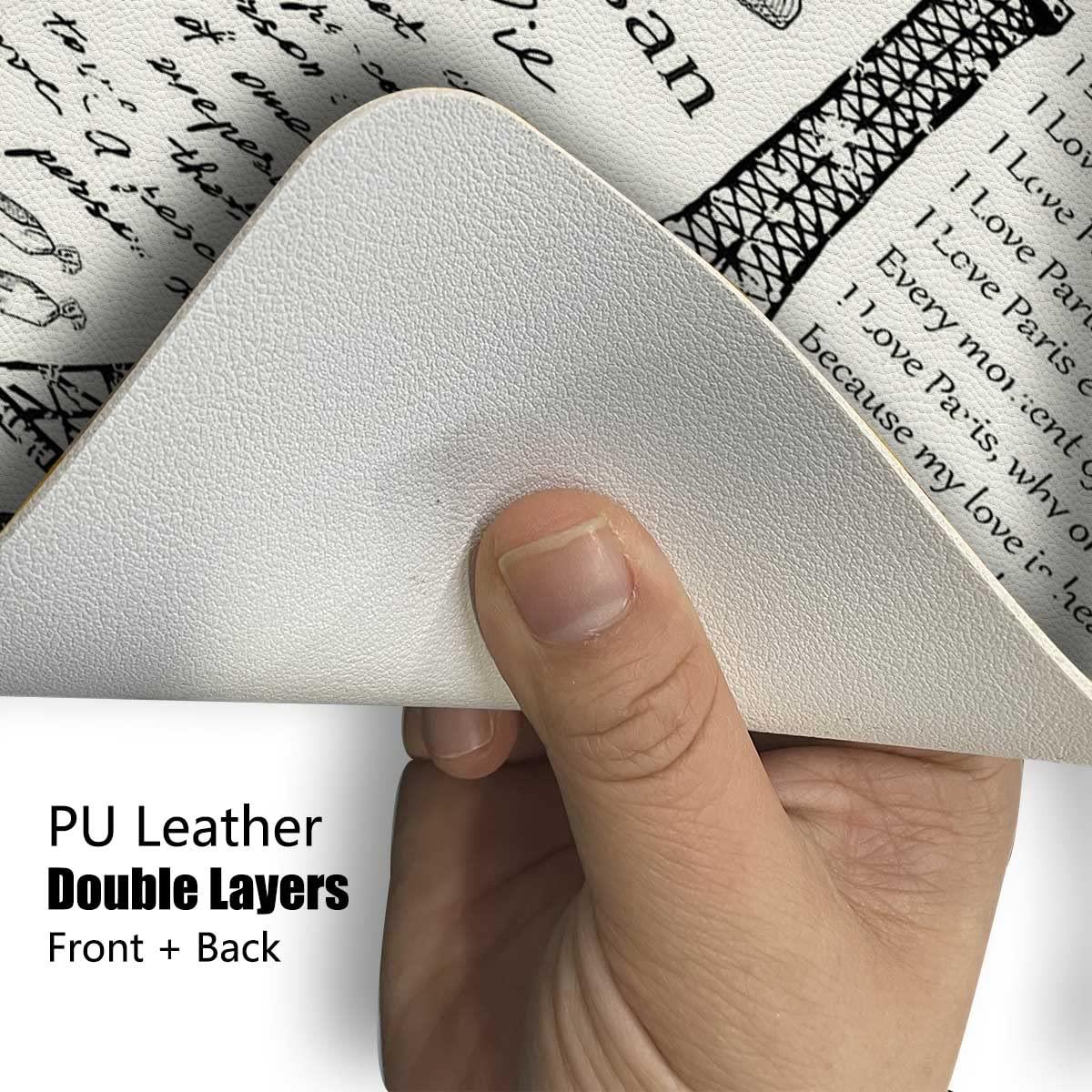 G15-ART Paris Leather Place Mats,Black White Plate Mats Set of 8 Coffee Decor for Dining Table 12x18in