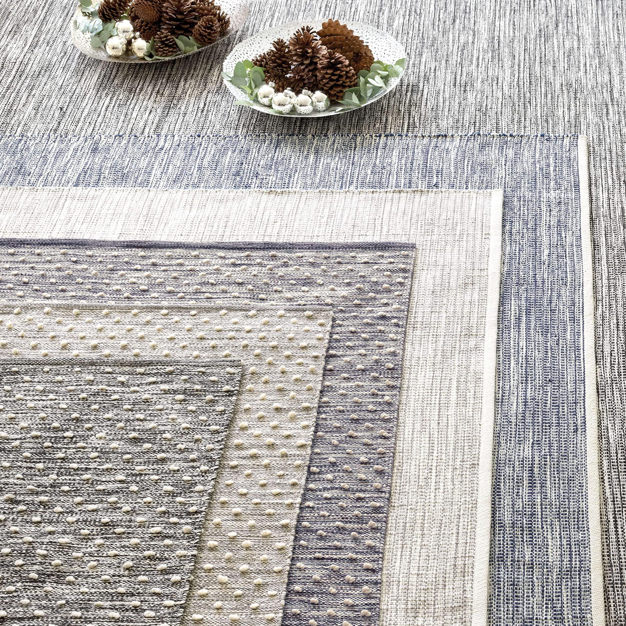 Dash & Albert Dash and Albert Hobnail Blue Handwoven Indoor/Outdoor Rug, 3 X 5 Feet, Blue Geometric Pattern