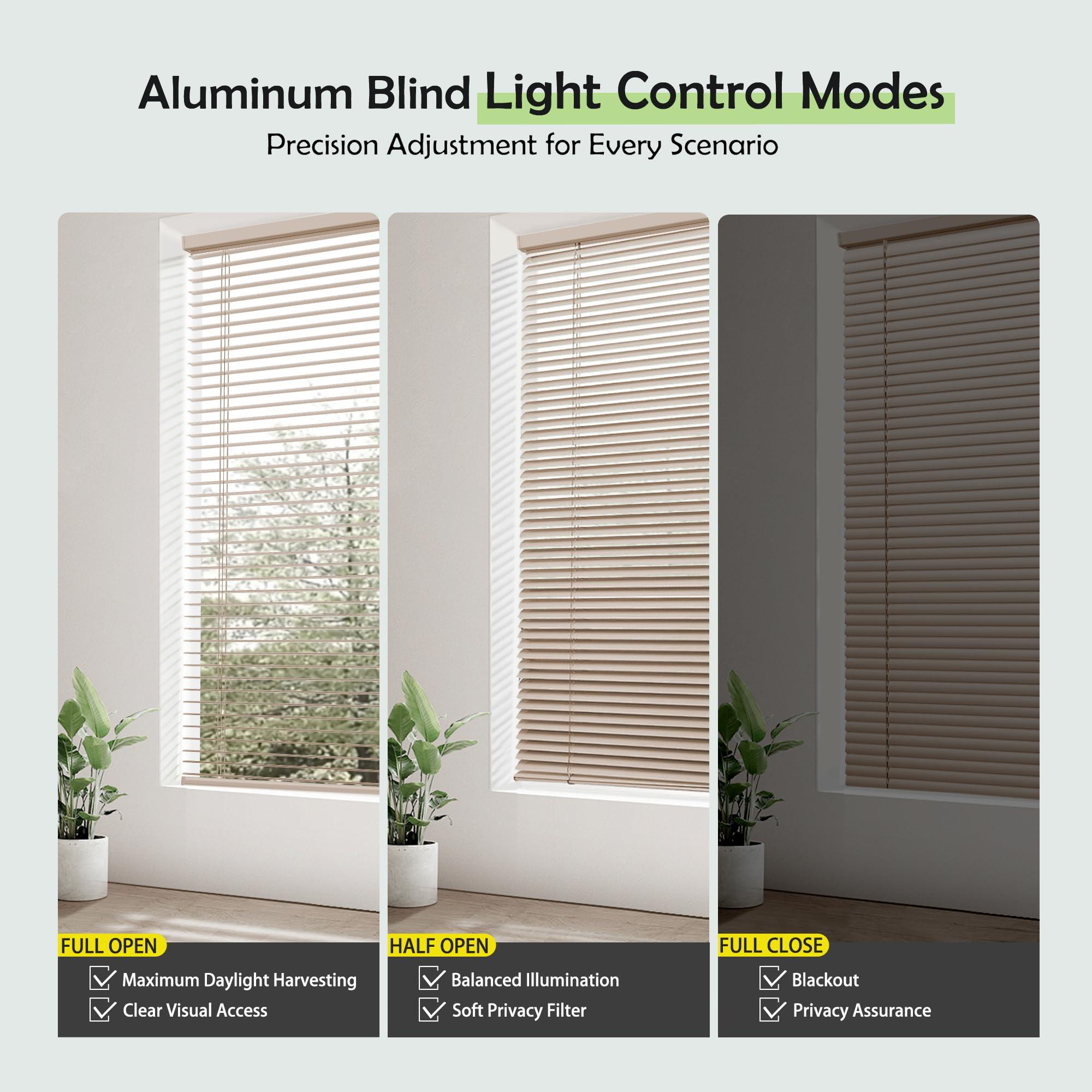 simty Simty Corded 1\" Aluminum Mini Blinds for Windows, Venetian Horizontal Blinds, Privacy Shades for Bedroom, Bathroom,Kitchen,Office, 54\" Wx 96\" H, Champagne