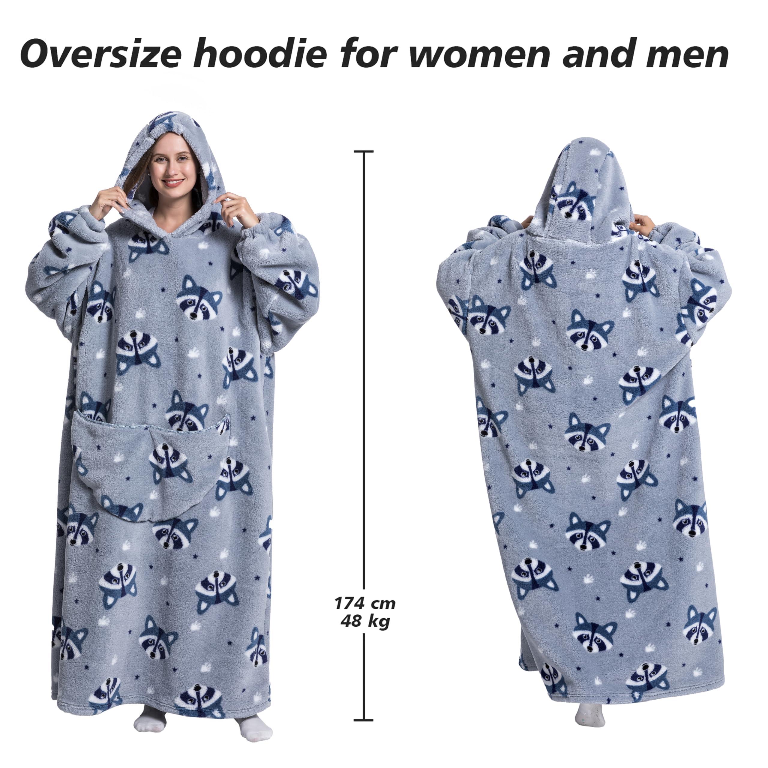 Fuhomejia Capecage Oversized Blanket Hoodie Extra Long Womens Blanket Hoodie Long Big Blanket Hoodie Wearable Blanket Hoodie Puppy (Fox)