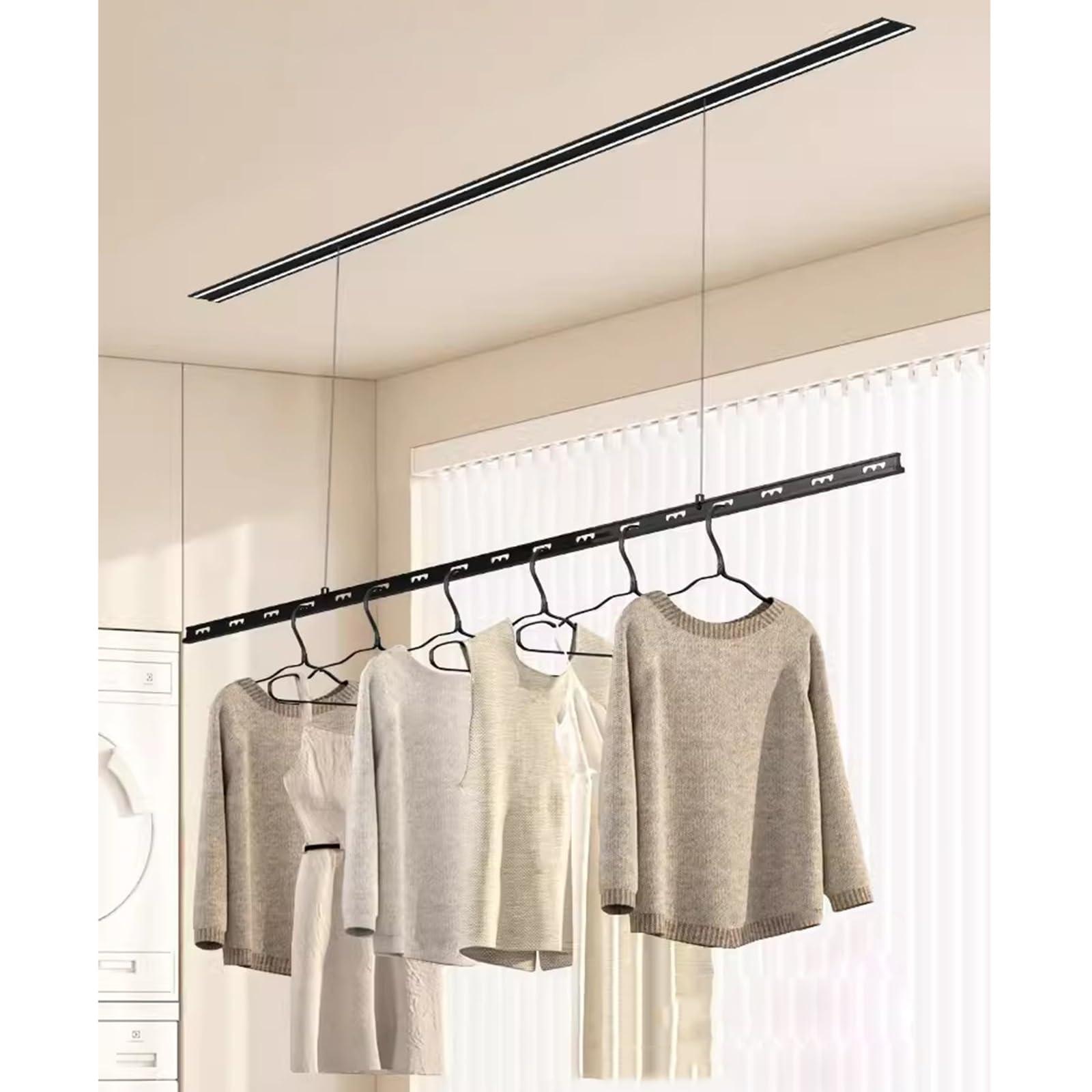 HASMI Electric Drying Rack Invisible Electric Clothes Hanger Embedded Hidden Drying Rack Lifting Remote Control Home Balcony Automatic Clothes Drying Double Pole Lifting Clothes Hanger (Size : 2.0m)