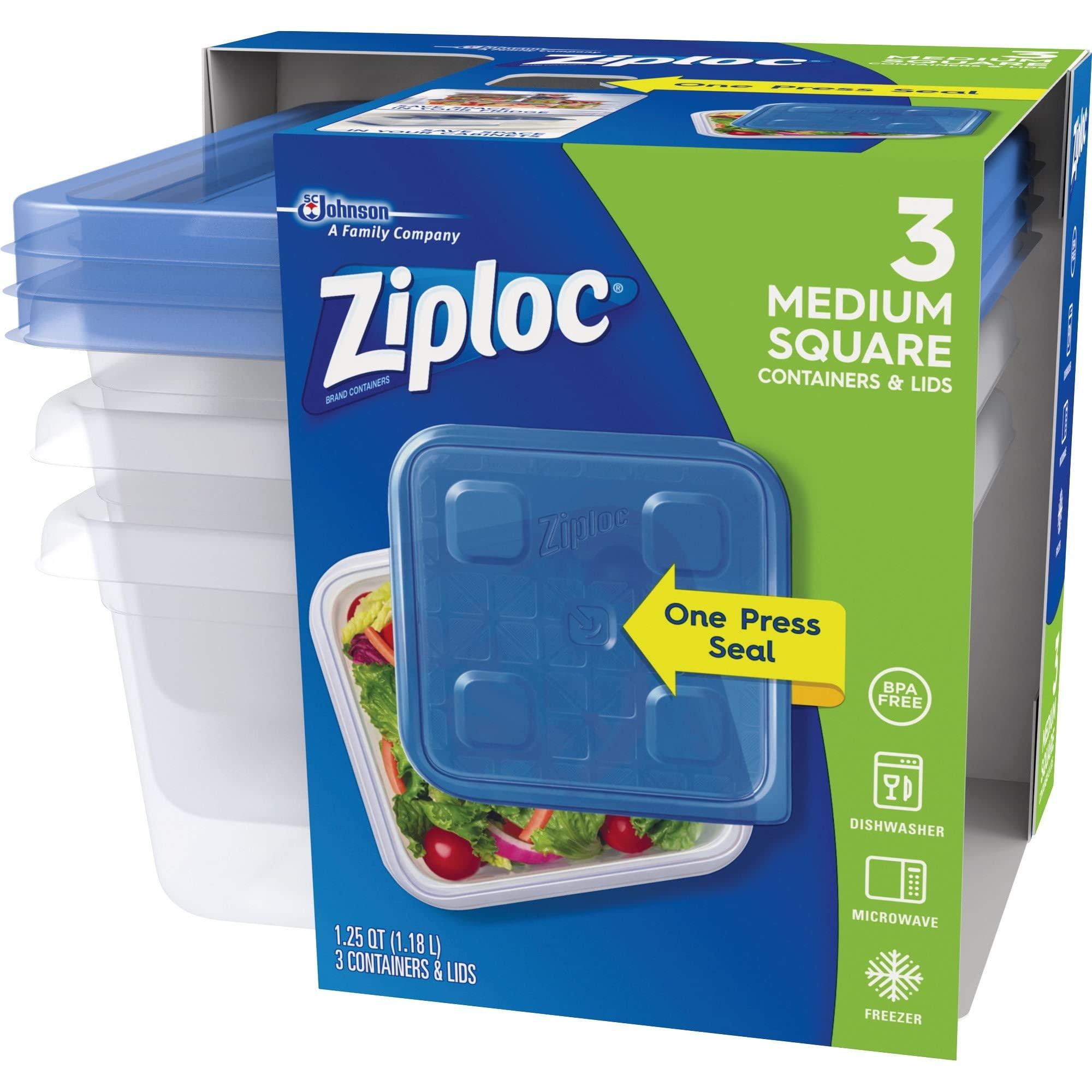 Ziploc Ziploc Plastic Food Storage Container Set, Clear, Pack Of 3