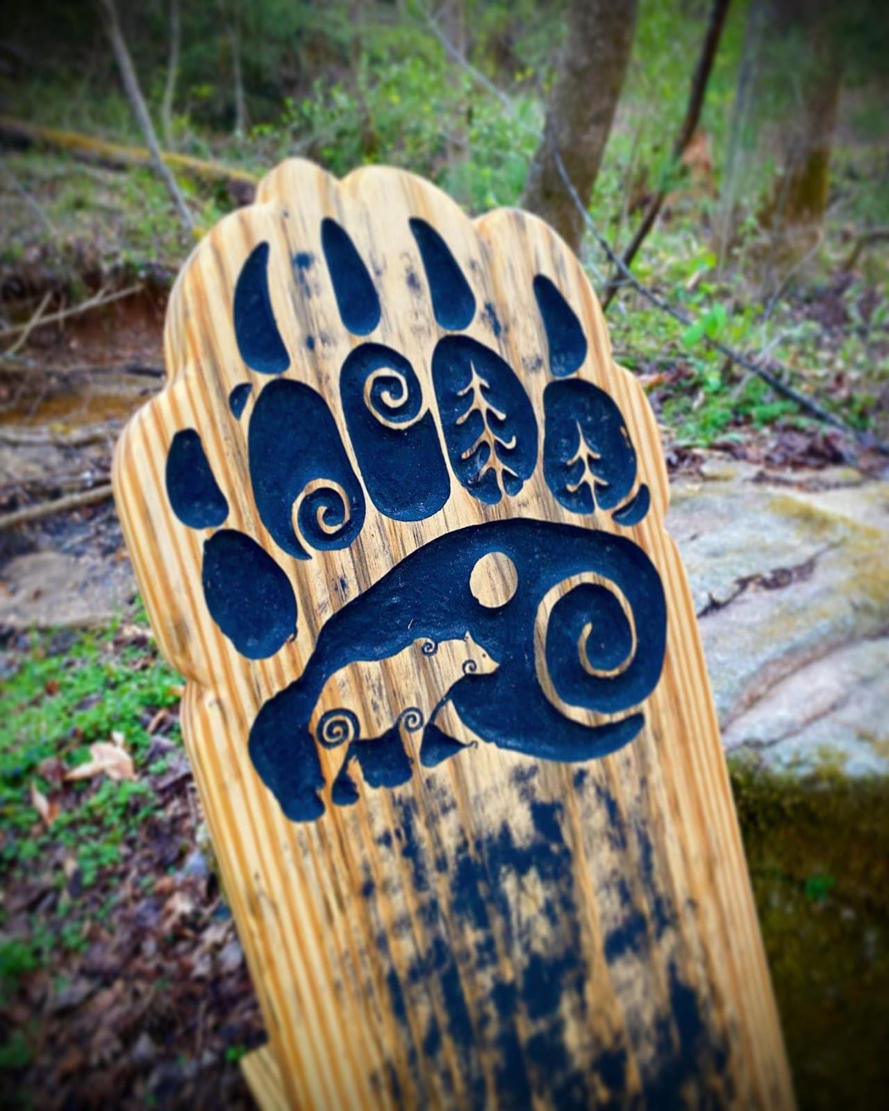 Online Solution Online Solution Norse Bear Paw Viking Slab Campfire Chair | Viking Chair Art Tail As Well Bow Hunters Light Stained Finish Pine Wood