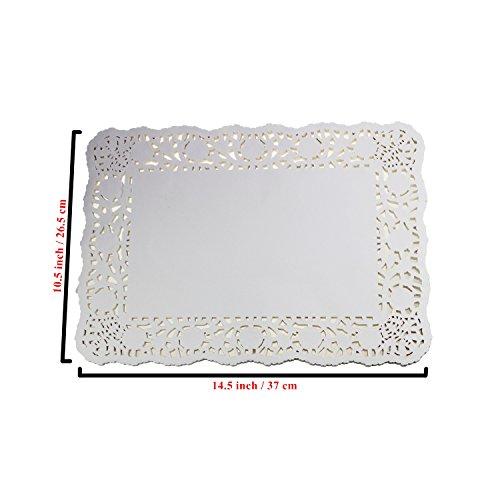 LJY LJY 100 Pieces White Lace Rectangle Paper Doilies Cake Packaging Pads Wedding Tableware Decoration (10.5" x 14.5")