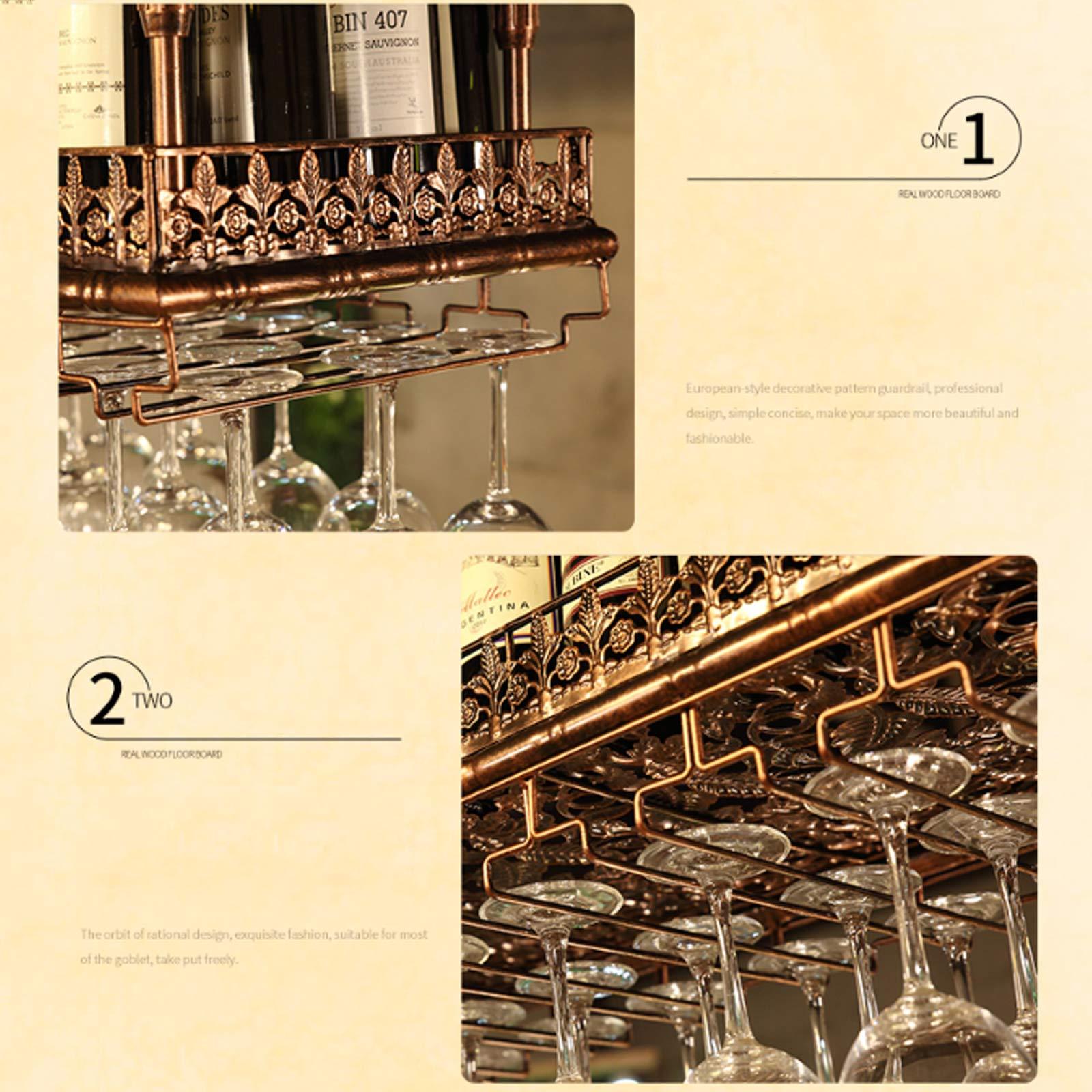 AZMANI AZMANI Wine Racks Adjustable Height Industrial Wall Mounted Glass Rack Metal Iron Hanging Wine Glass Holder,White,60x35cm